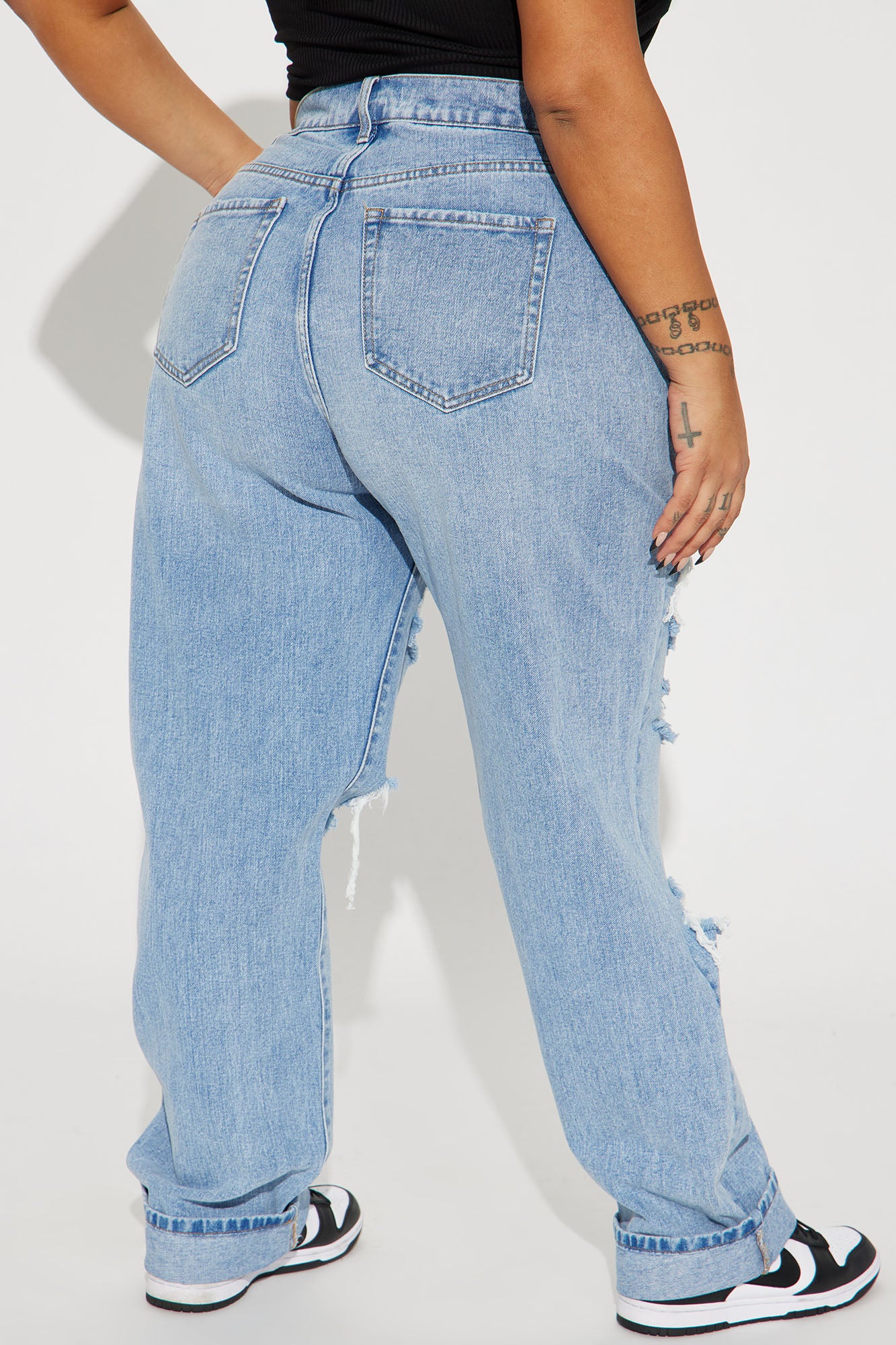 Seeking Thrills Shredded Straight Leg Jeans - Medium Wash - Image 8