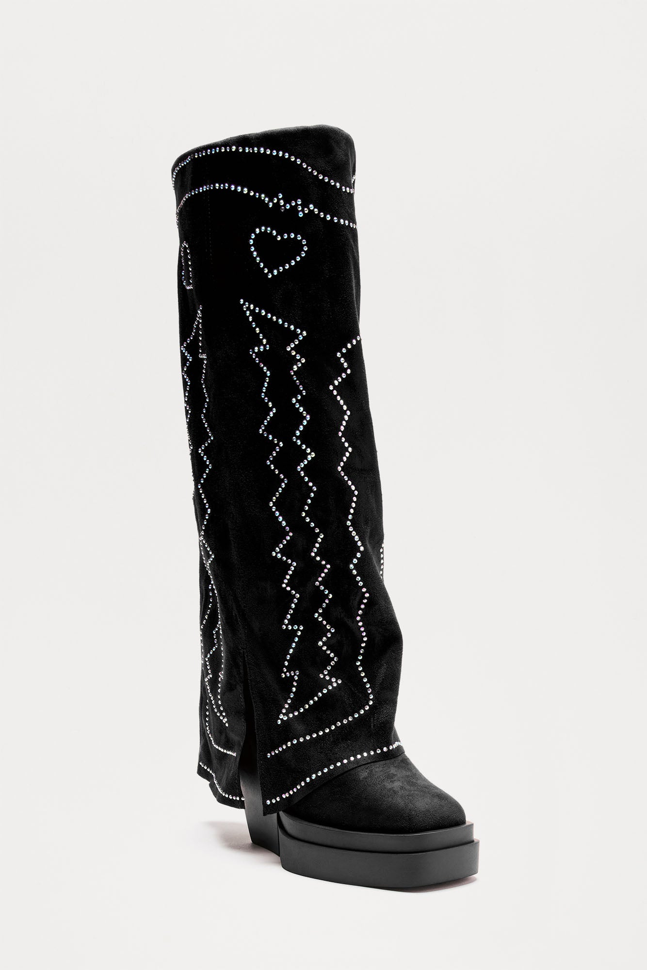 Floyd Overlay Knee High Boots - Black - Image 3
