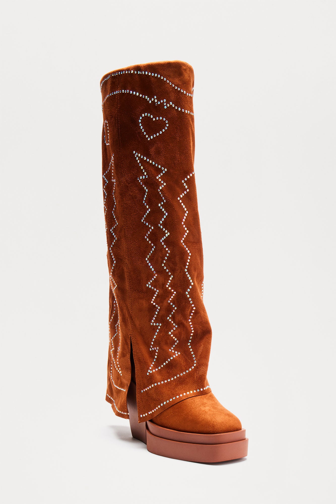 Floyd Overlay Knee High Boots - Tan - Image 3
