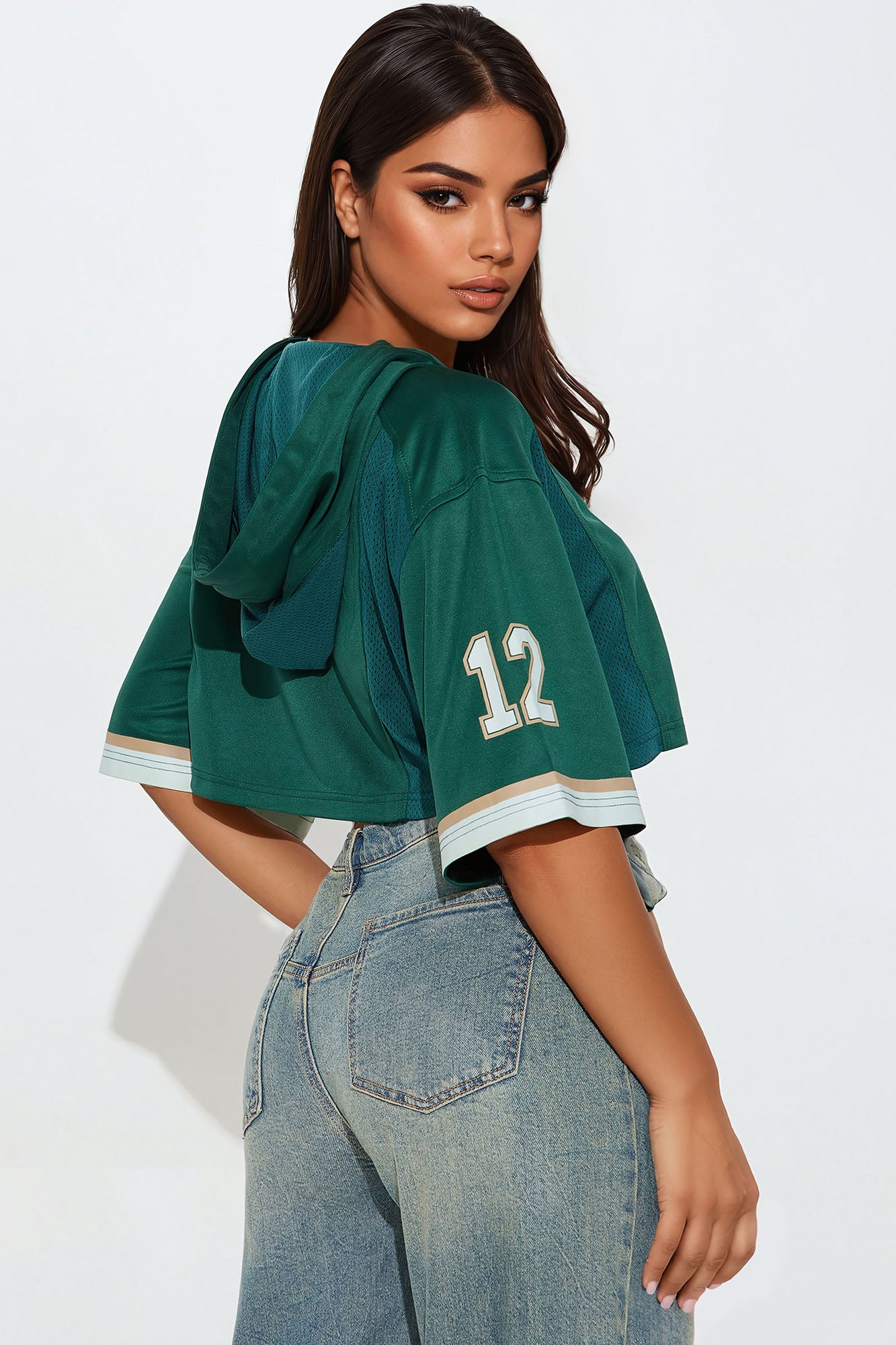 Your Biggest Fan Hooded Jersey - Green/combo - Image 3