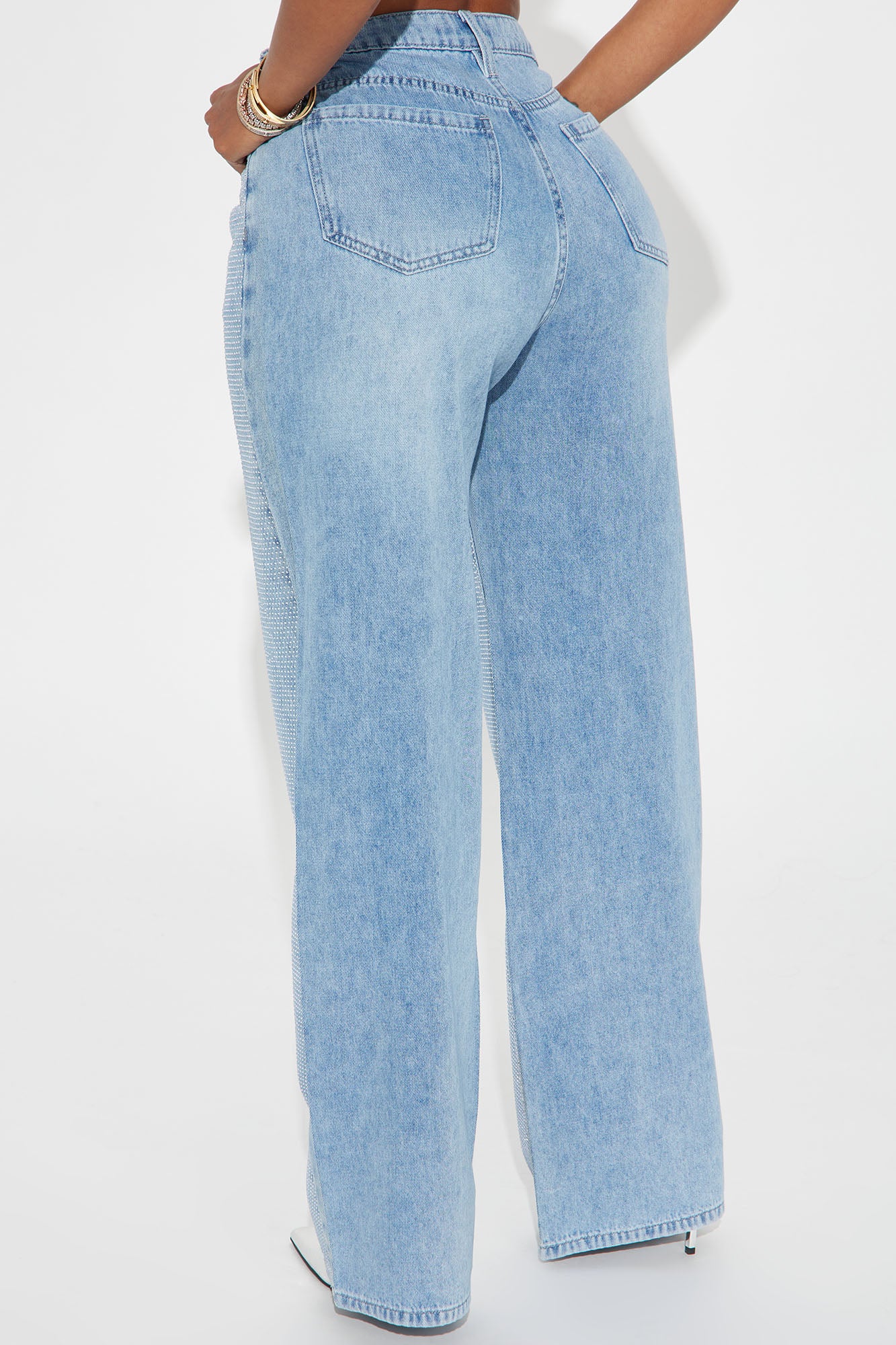 Better Perspective Embellished Baggy Jeans - Light Wash - Image 4