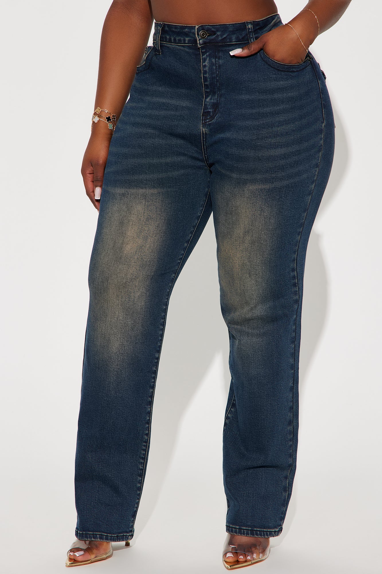 Keep It In Mind Stretch Tinted Straight Leg Jeans - Dark Wash - Image 5