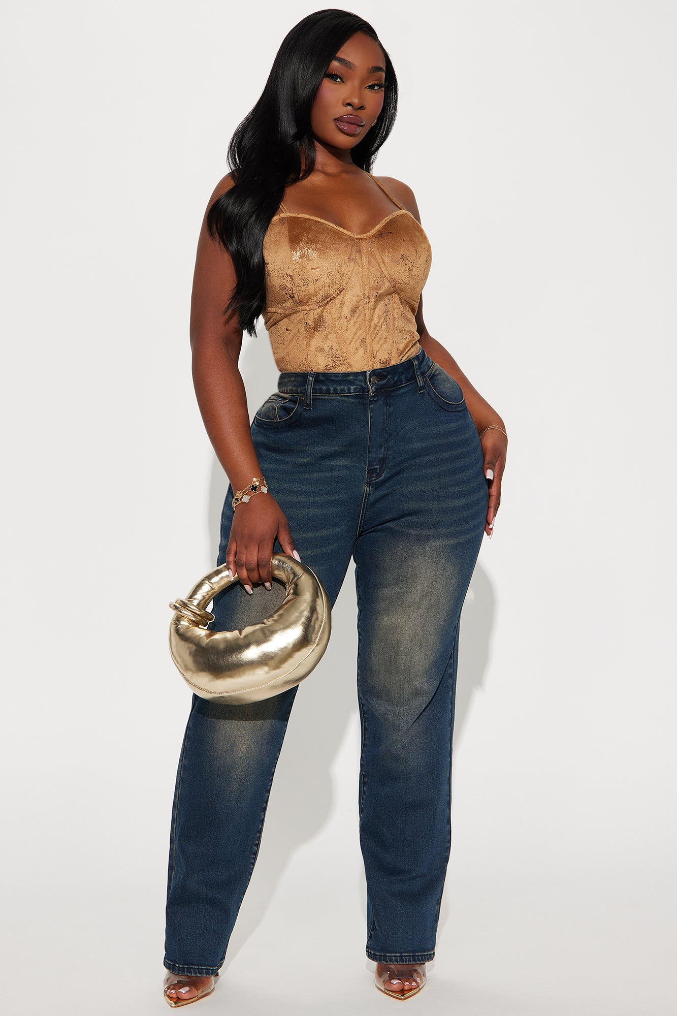 Keep It In Mind Stretch Tinted Straight Leg Jeans - Dark Wash - Image 4
