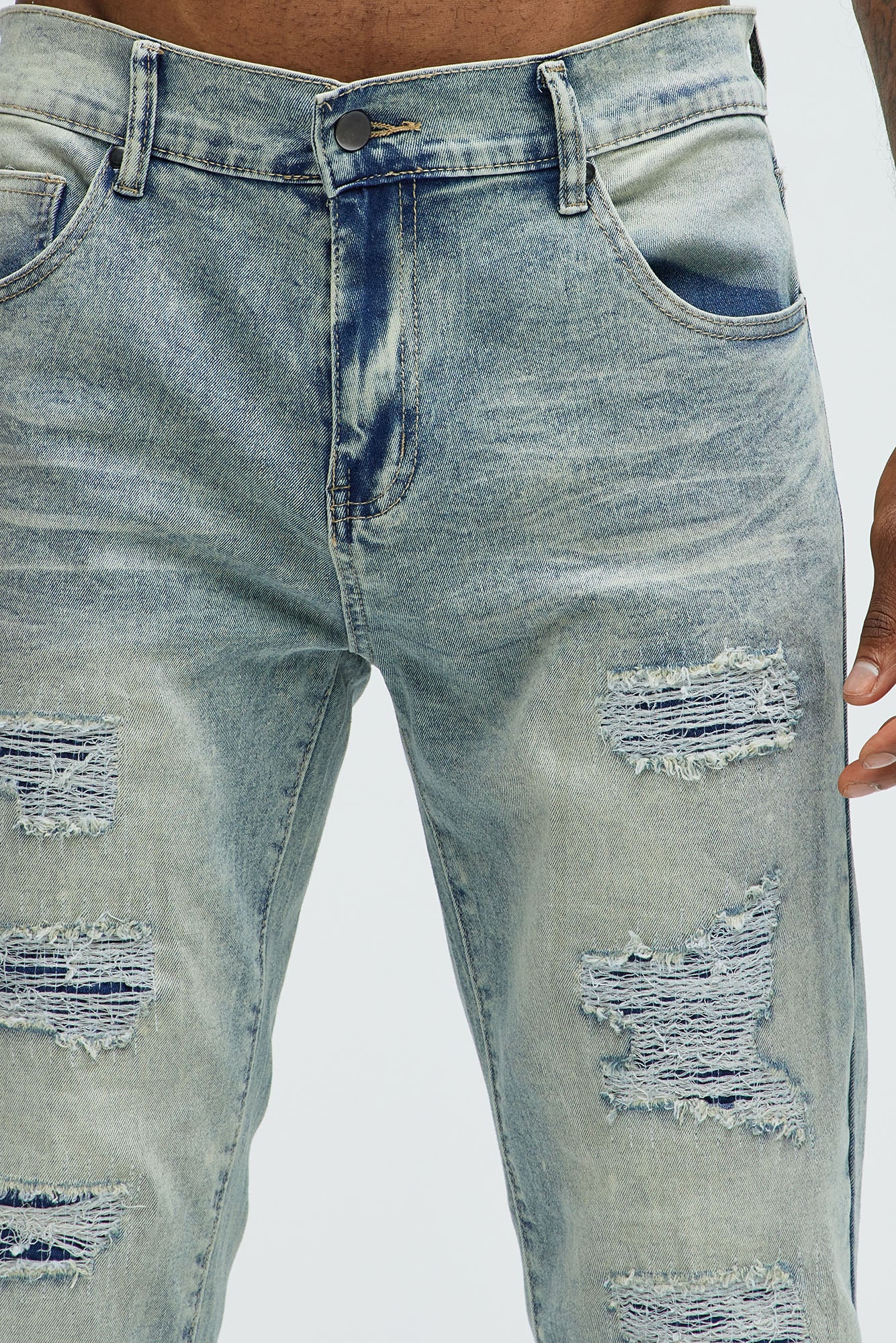 Can't Be Distressed Slim Jeans - Acid Wash Blue - Image 4