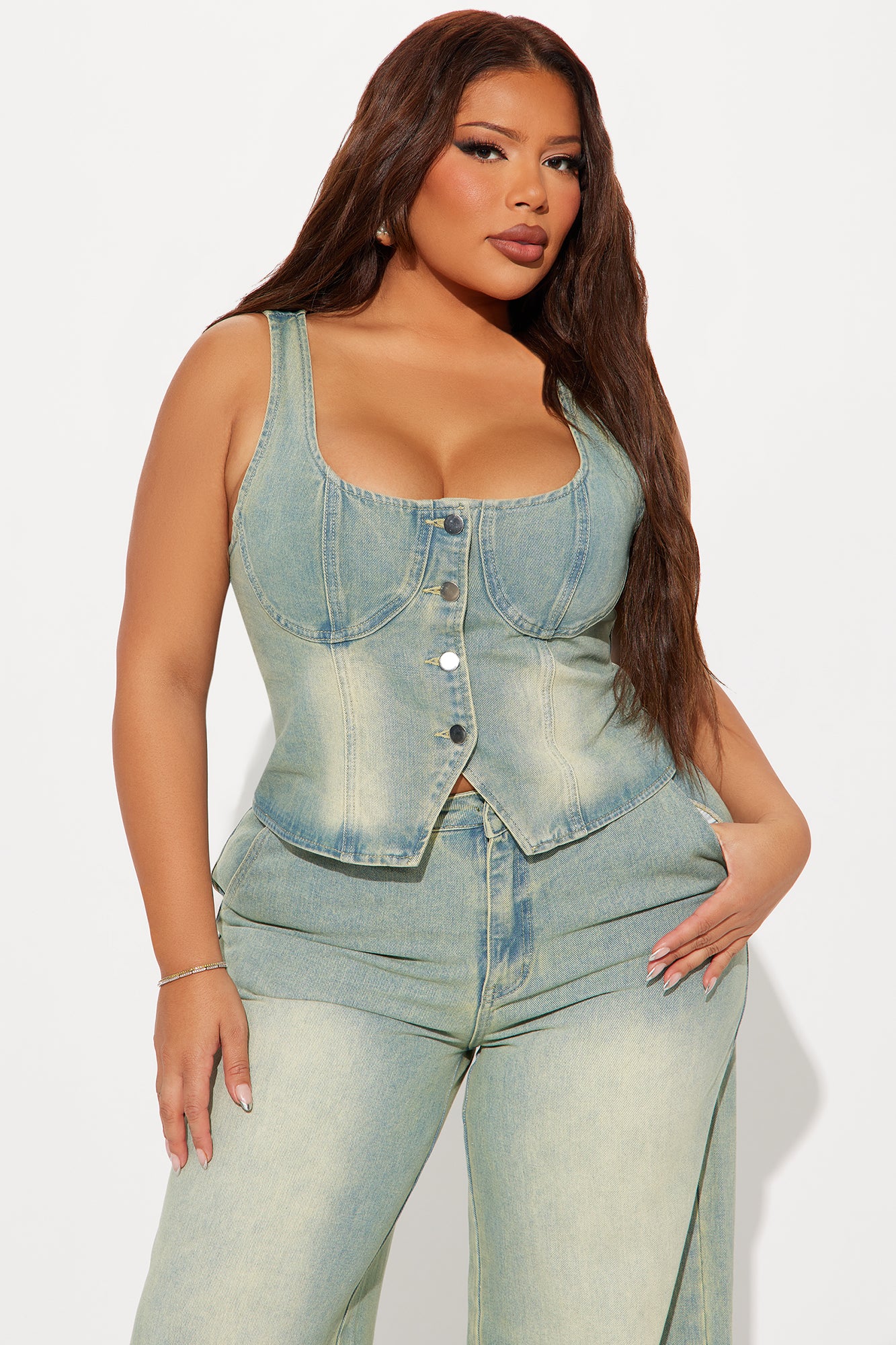 Work Angles Tinted Denim Vest - Light Wash - Image 4