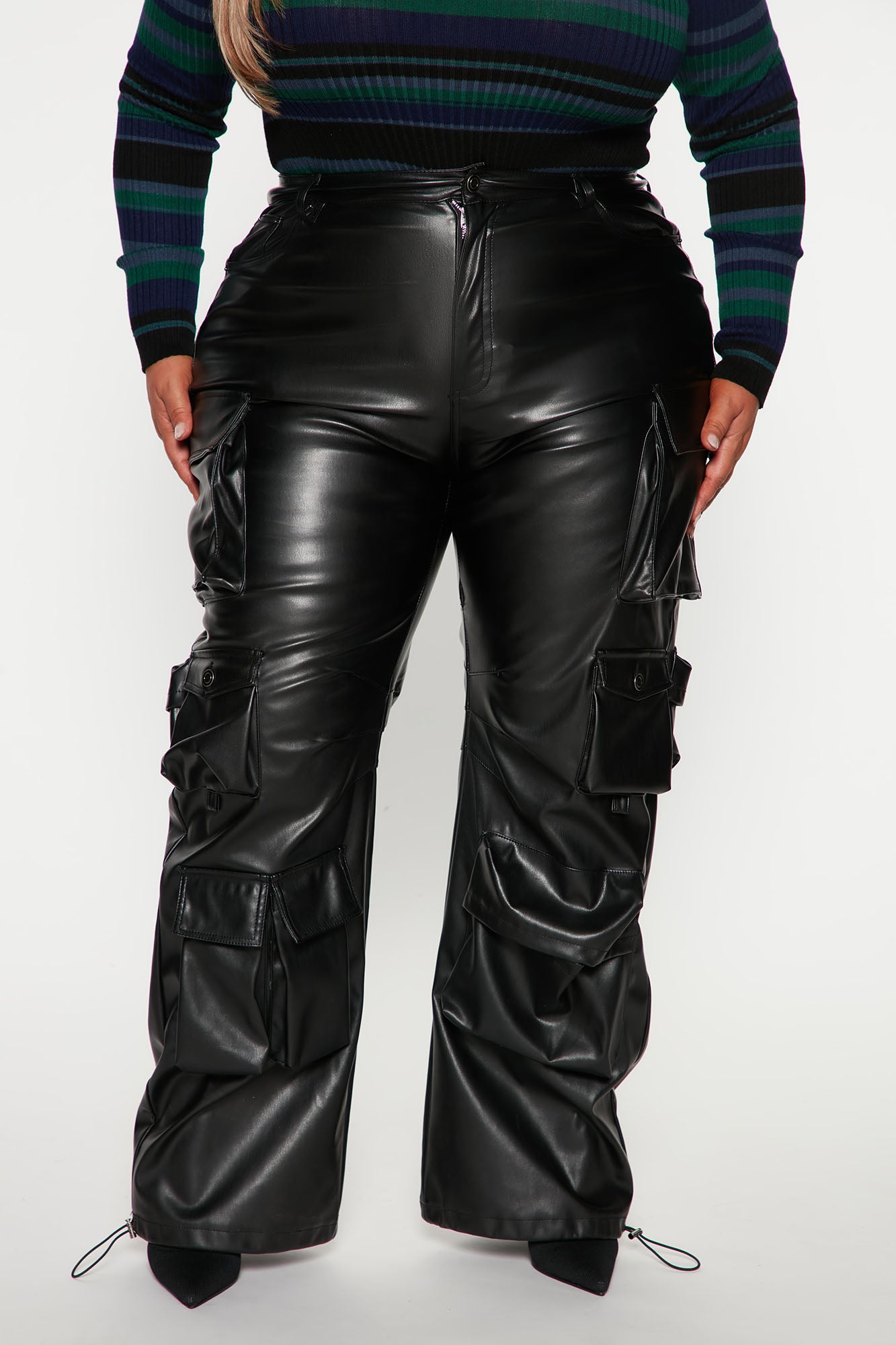 Something About You Faux Leather Cargo Pant 32 - Black - Image 5