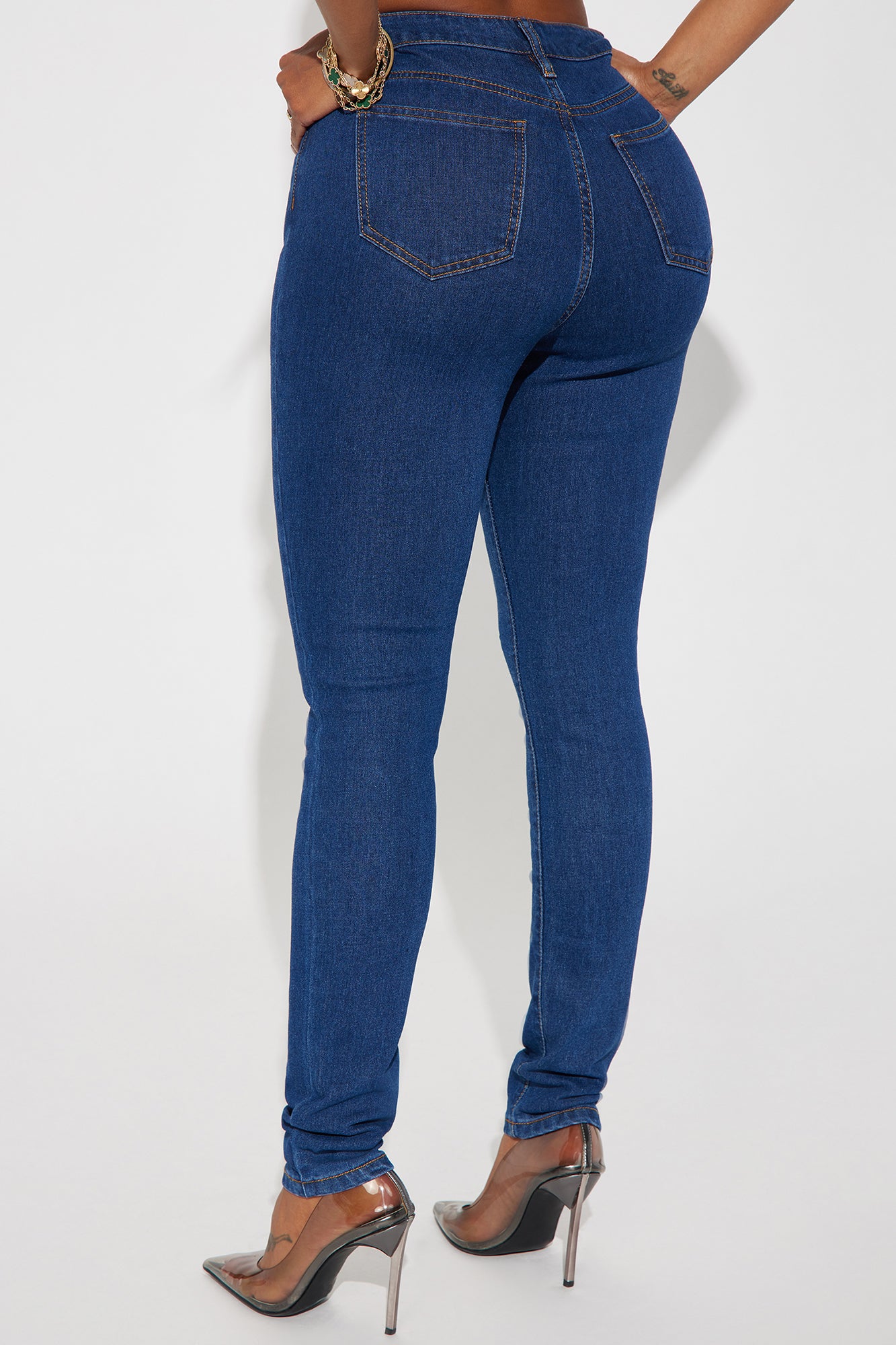 Bethany Basic Stretch Skinny Jeans - Dark Wash - Image 3