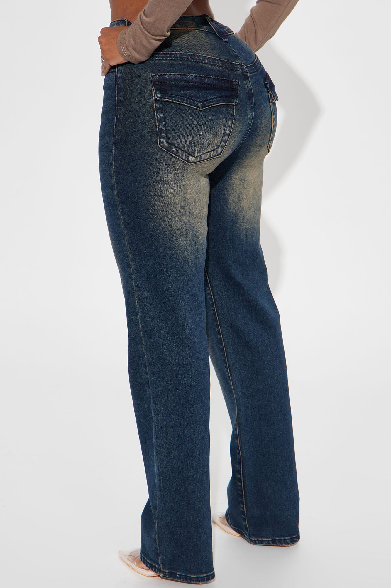 Keep It In Mind Stretch Tinted Straight Leg Jeans - Dark Wash - Image 3
