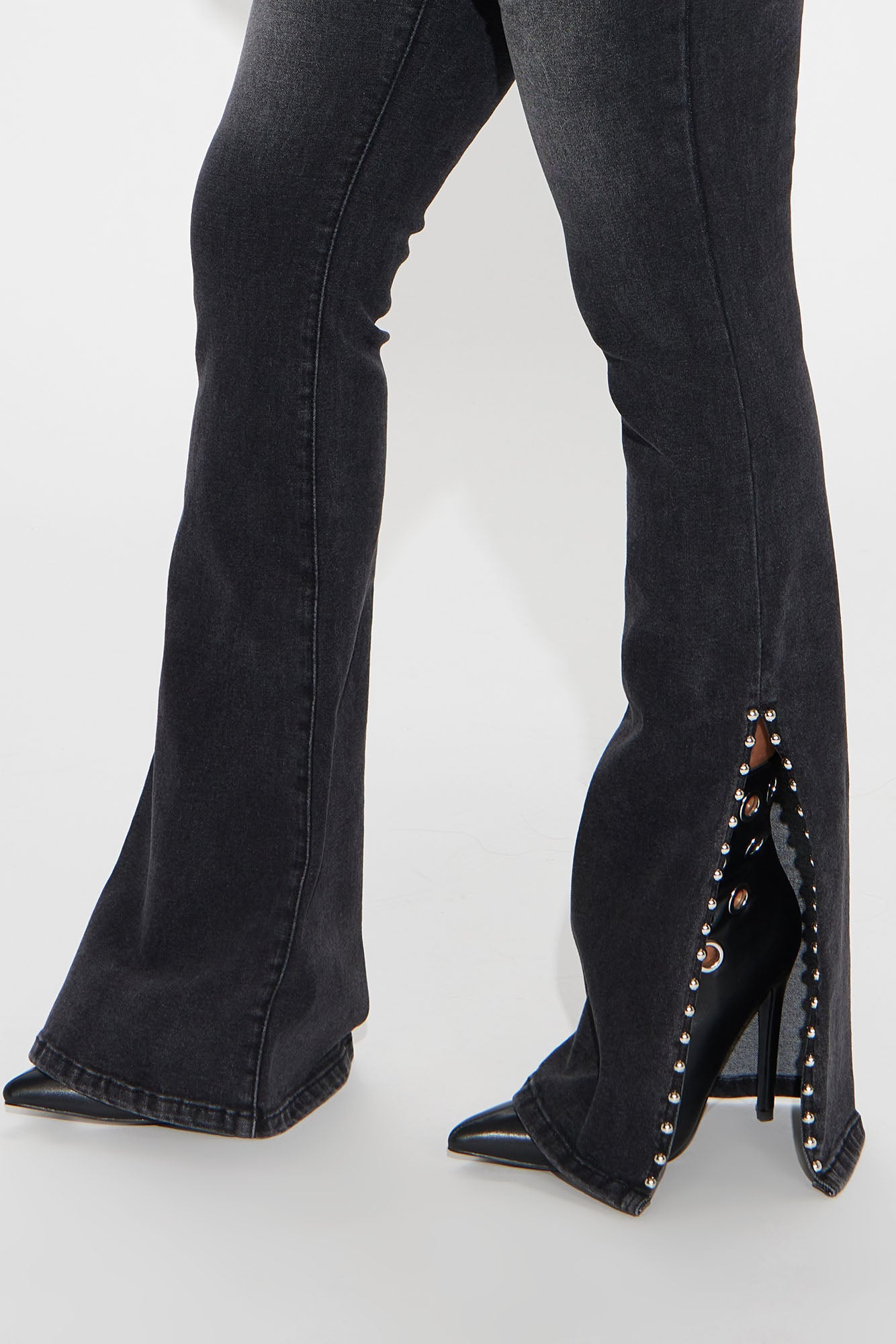 Self Assured Stretch Embellished Bootcut Jeans - Black Wash - Image 3