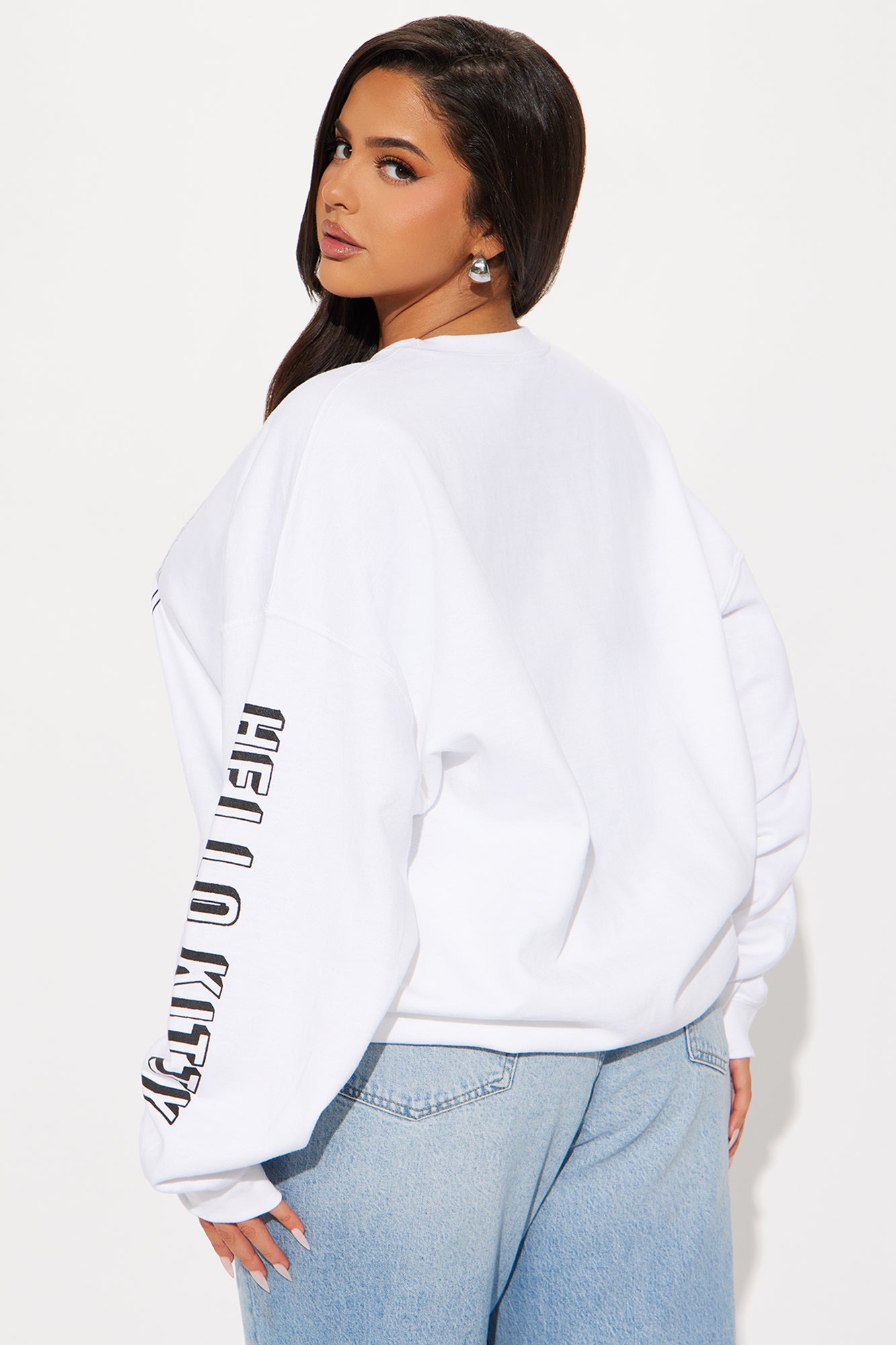Hello Kitty Glitter Crew Neck Sweatshirt - White - Image 10