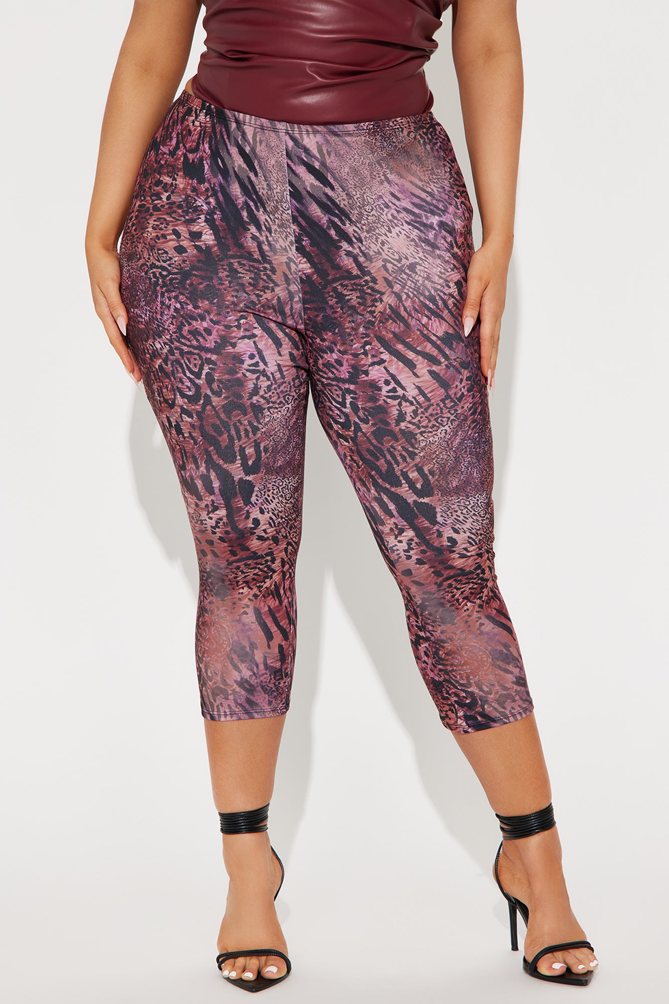 Wild Thoughts Capri Legging - Burgundy/combo - Image 5