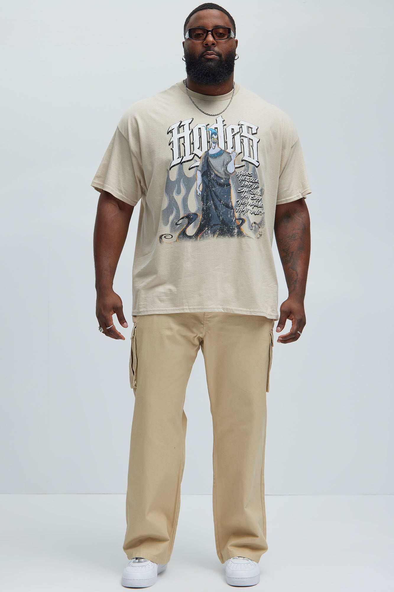 Disney Hades If I Say Sing Oversized Short Sleeve Tee - Sand - Image 5