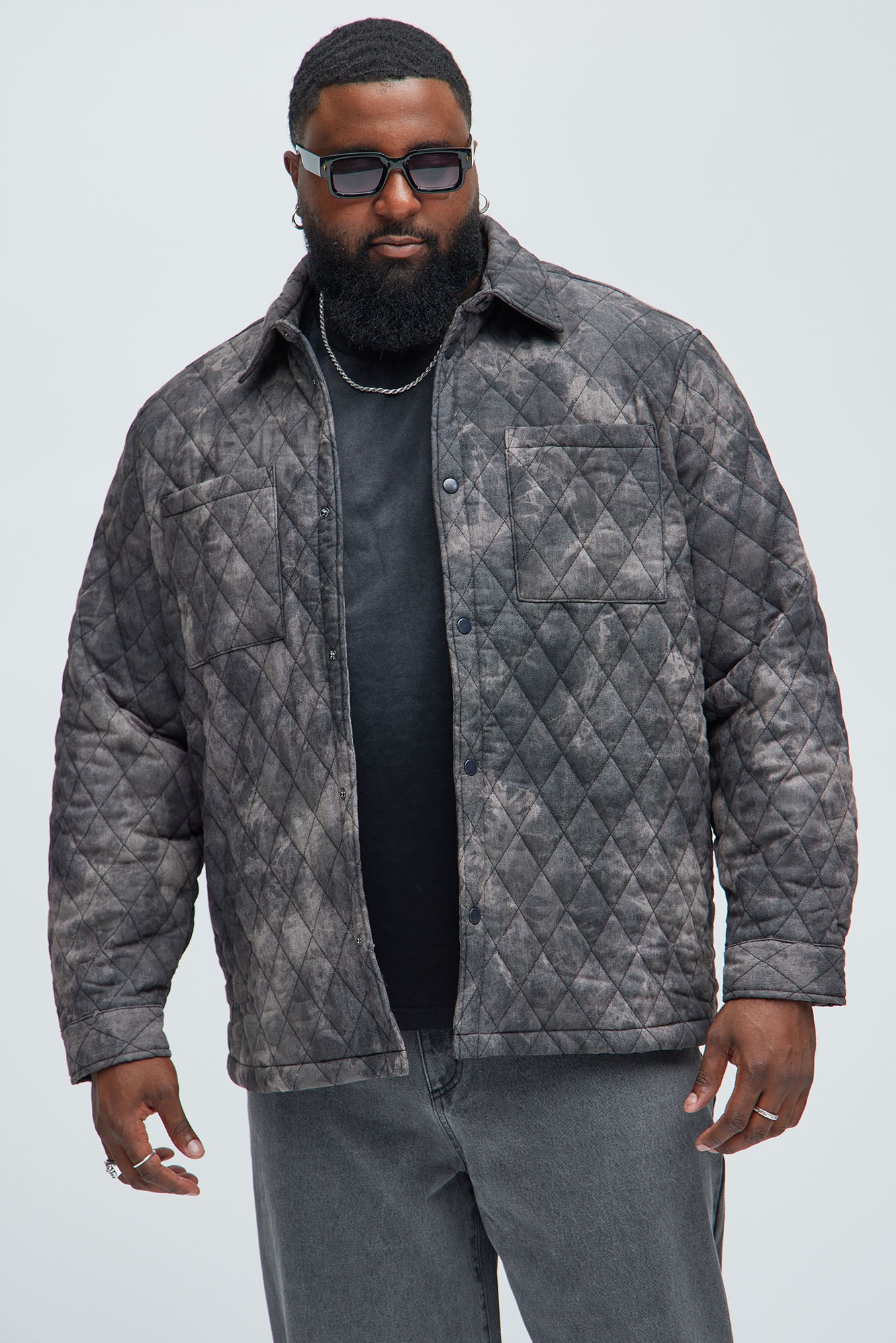 Bayswater Vintage Quilted Button Up Shirt - Black/combo - Image 5
