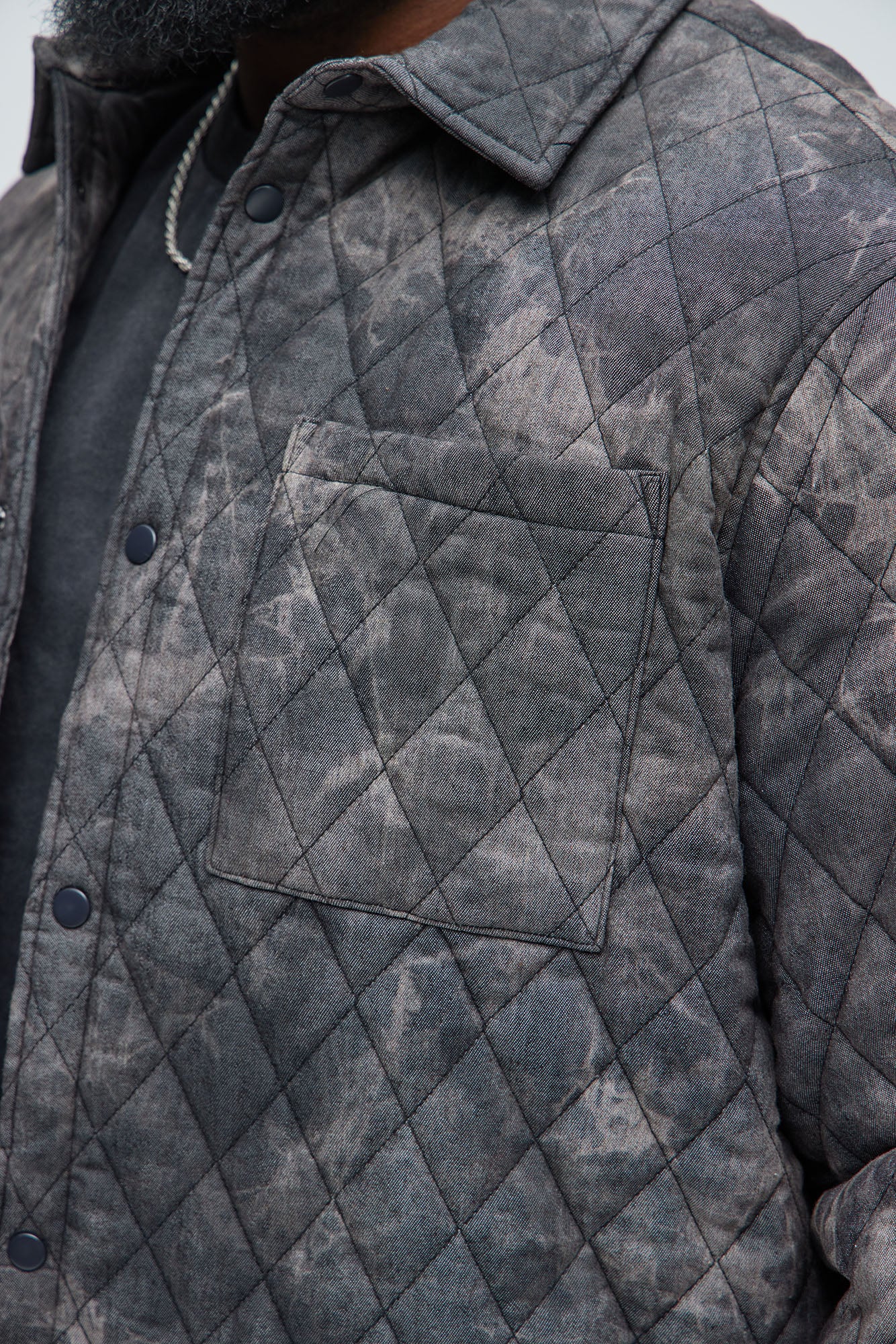 Bayswater Vintage Quilted Button Up Shirt - Black/combo - Image 8