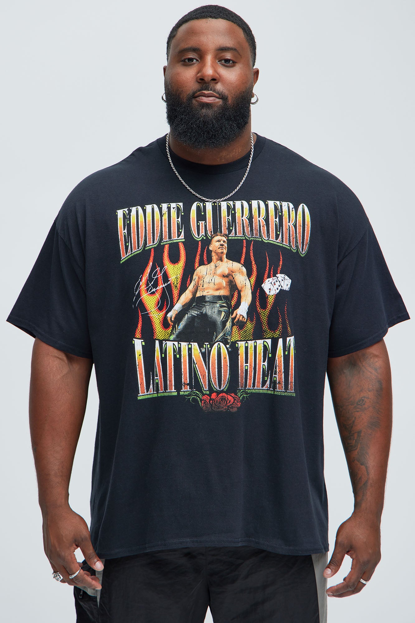 WWE Eddie Guerrero Latino Heat Oversized Short Sleeve Tee - Black - Image 4