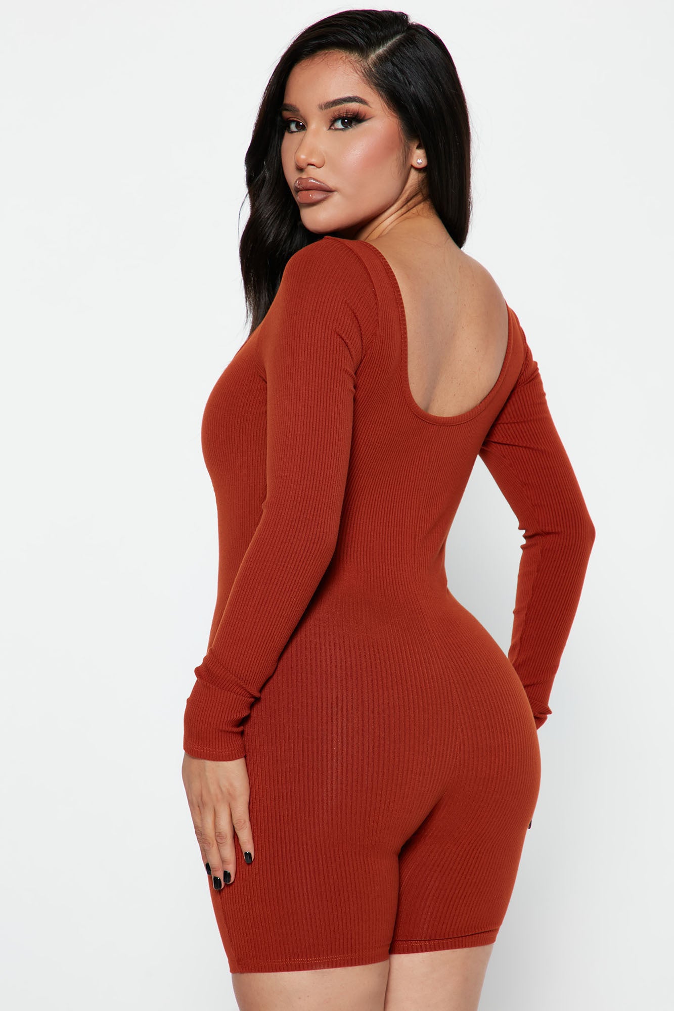 Daisy Snatched Romper - Rust - Image 4