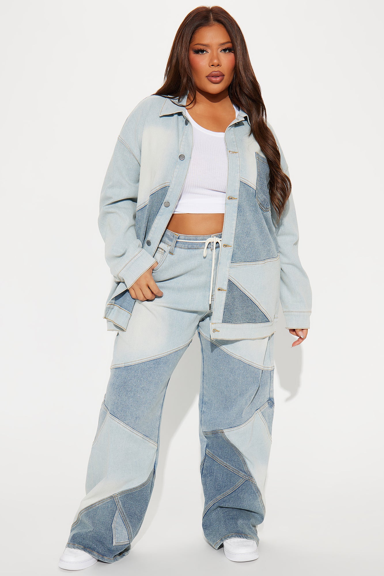 Better Shape Up Oversized Denim Shacket - Light Wash - Image 5