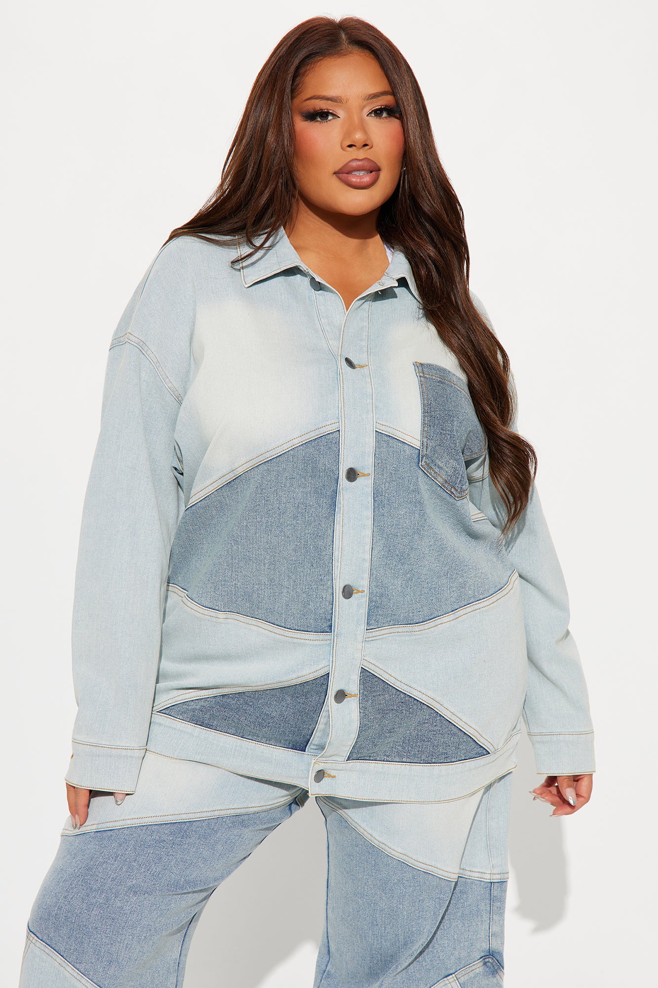 Better Shape Up Oversized Denim Shacket - Light Wash - Image 6