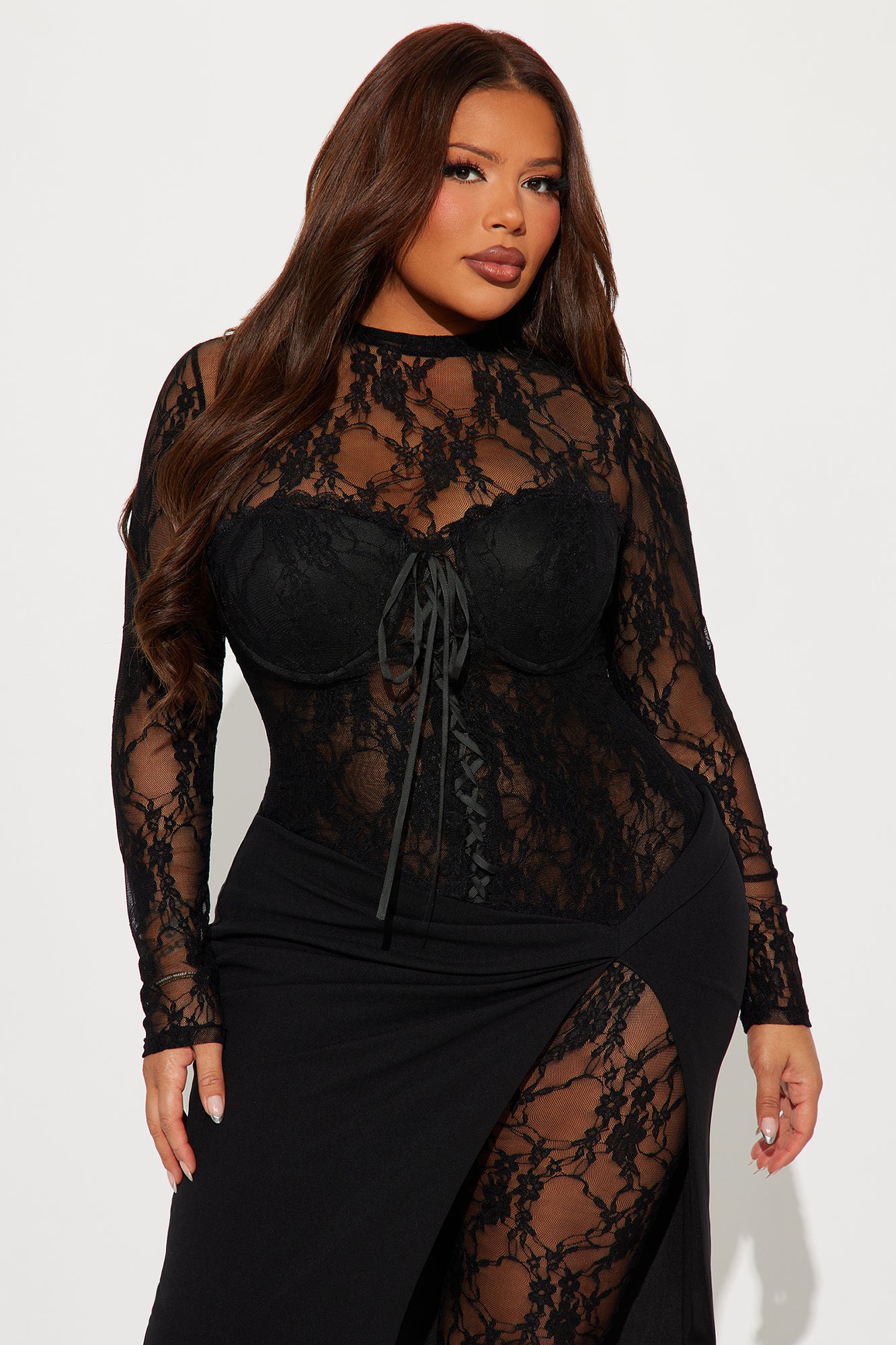 Britney Lace Maxi Dress - Black - Image 6