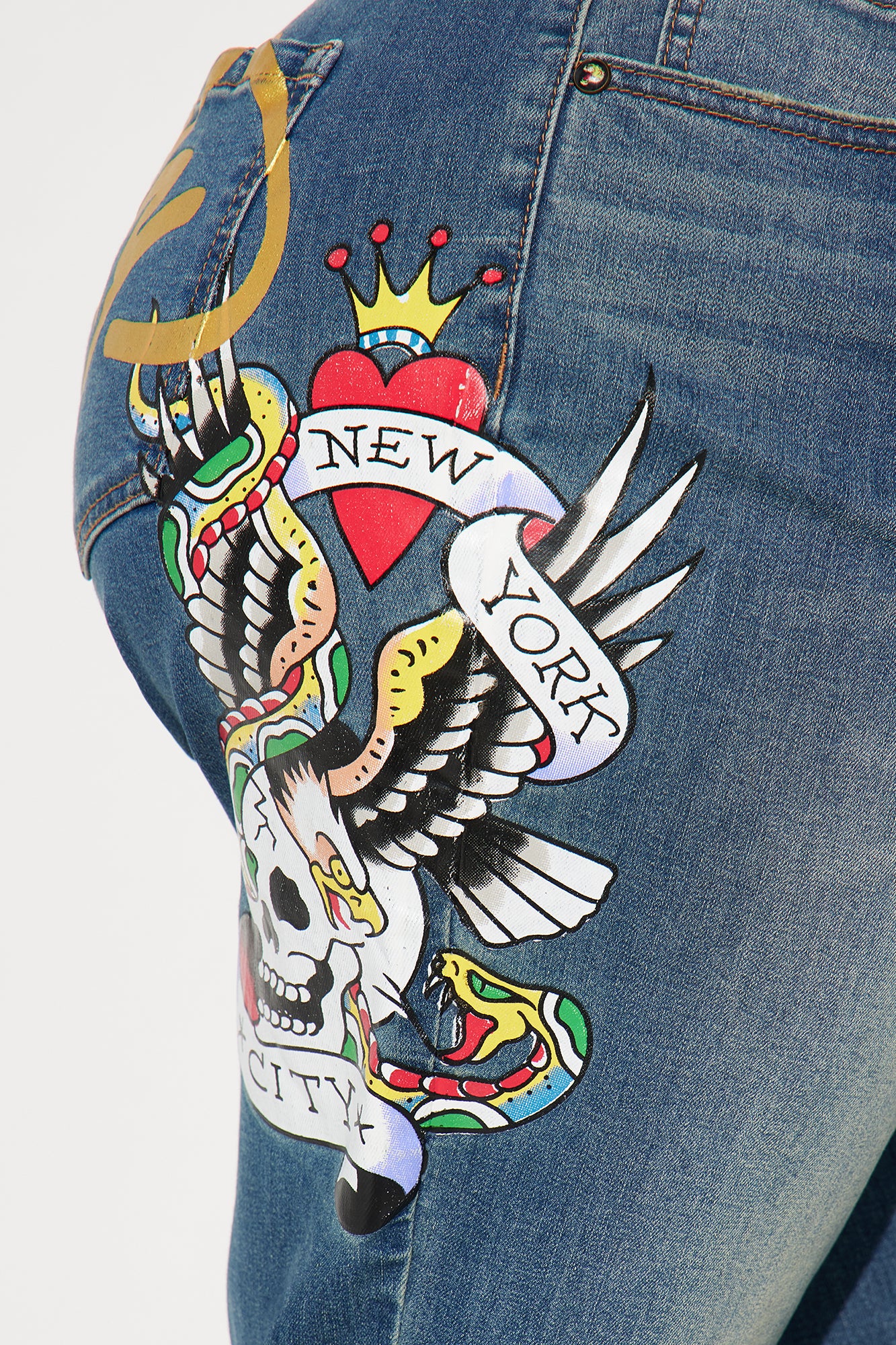 Ed Hardy NYC Denim Jumpsuit - Medium Wash - Image 8