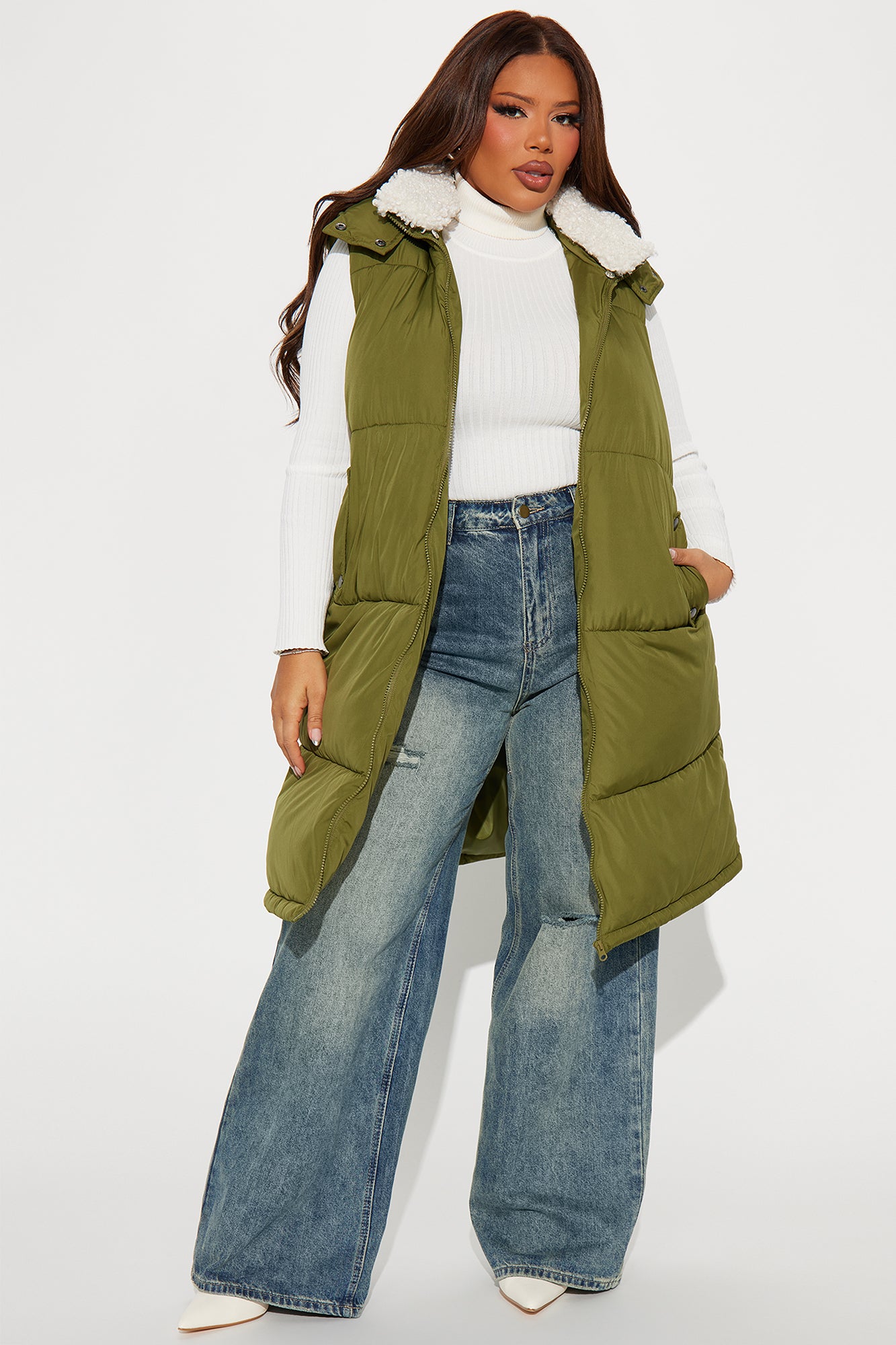 Leslie Puffer Vest - Olive - Image 4