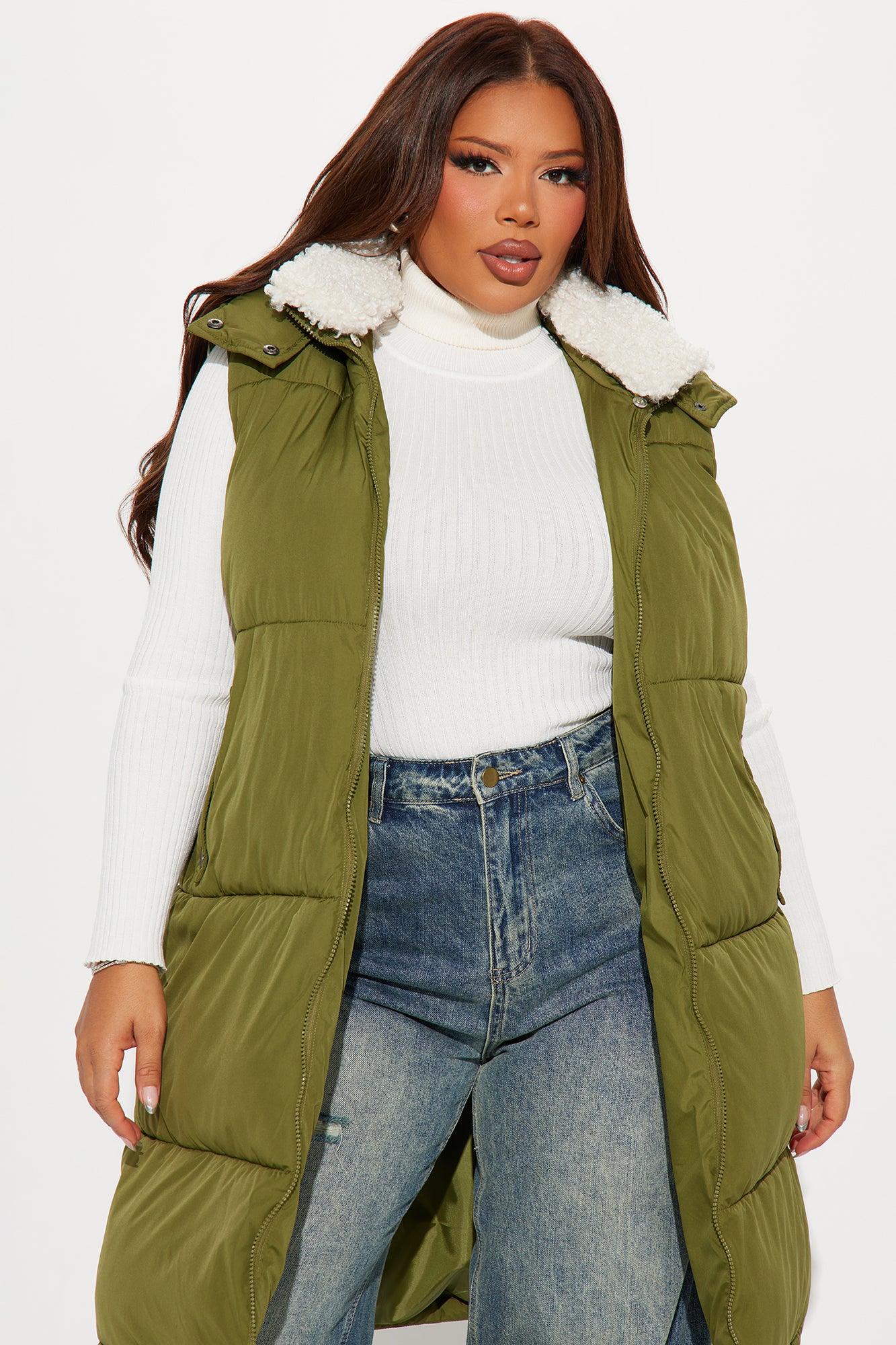 Leslie Puffer Vest - Olive - Image 5