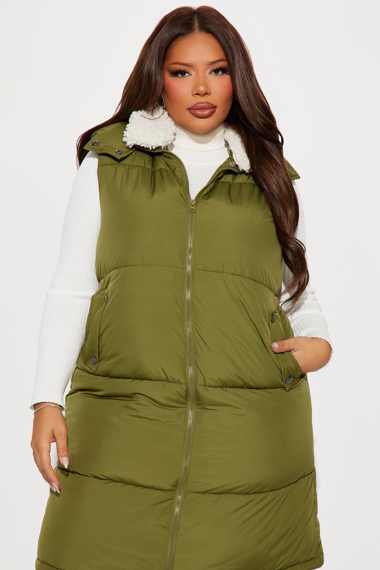 Leslie Puffer Vest - Olive - Image 6