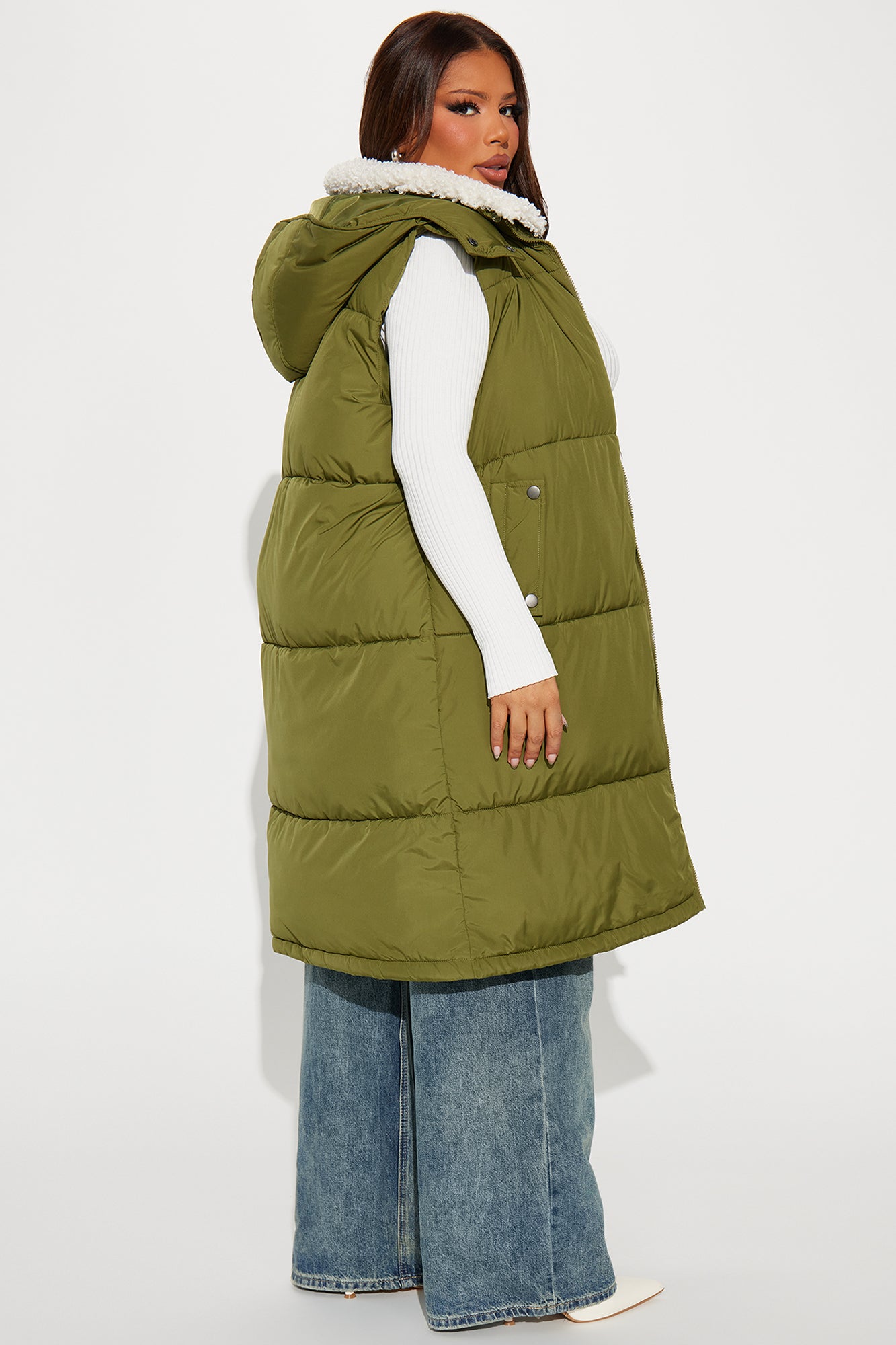 Leslie Puffer Vest - Olive - Image 7