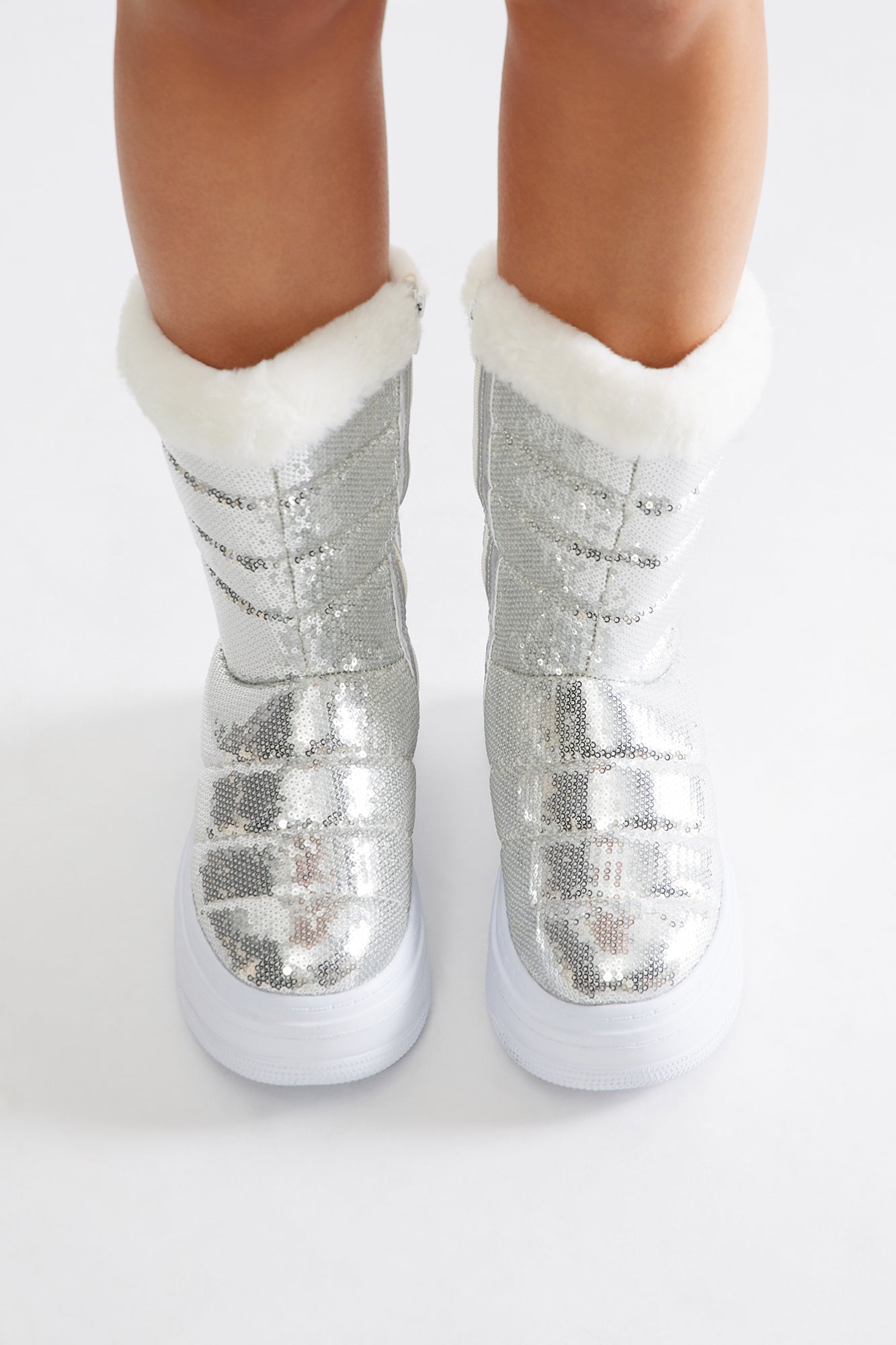 Bella Sequin Platform Boots - Silver - Image 4