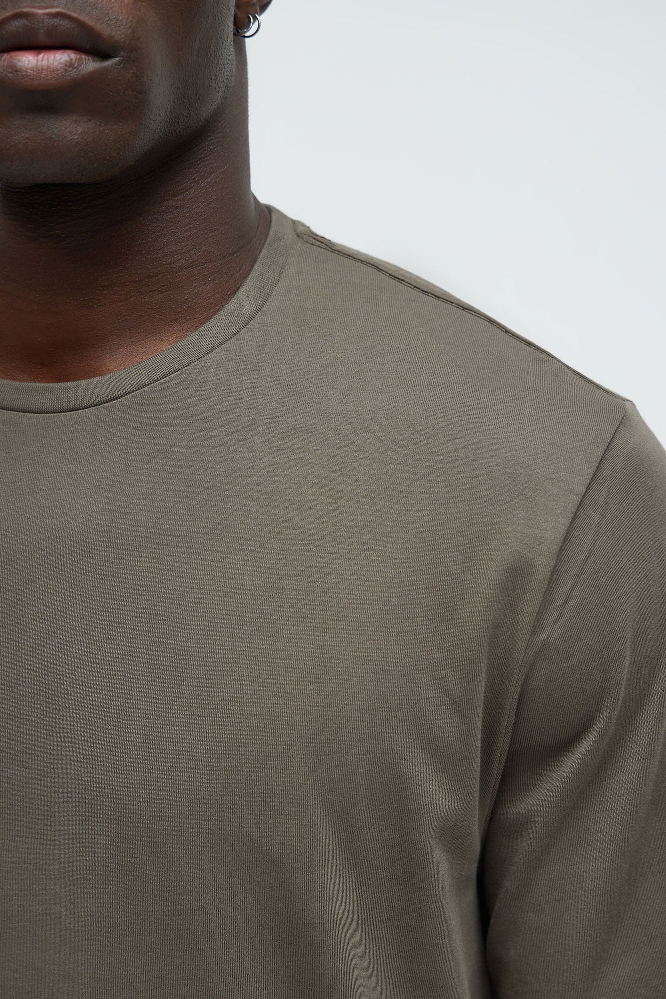 Essential Long Sleeve Scallop Tee - Olive - Image 6