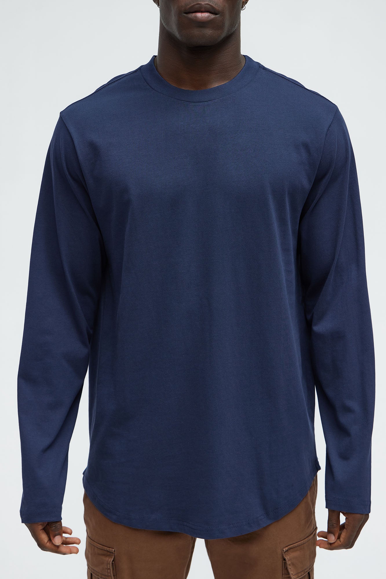 Essential Long Sleeve Scallop Tee - Navy - Image 5