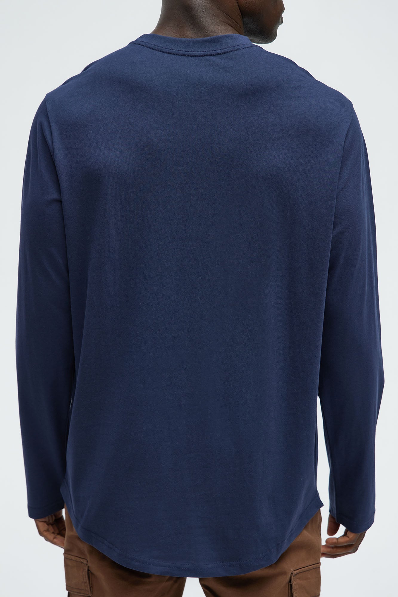 Essential Long Sleeve Scallop Tee - Navy - Image 7
