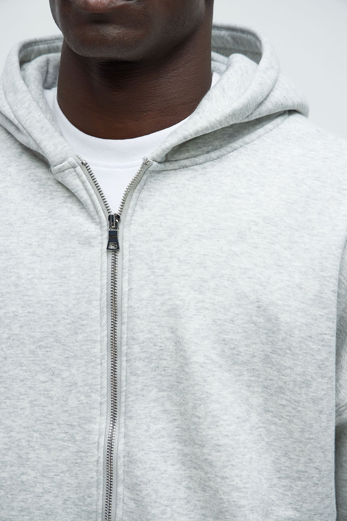 Tyson Oversized Heavyweight Zip Up - Heather Grey - Image 7