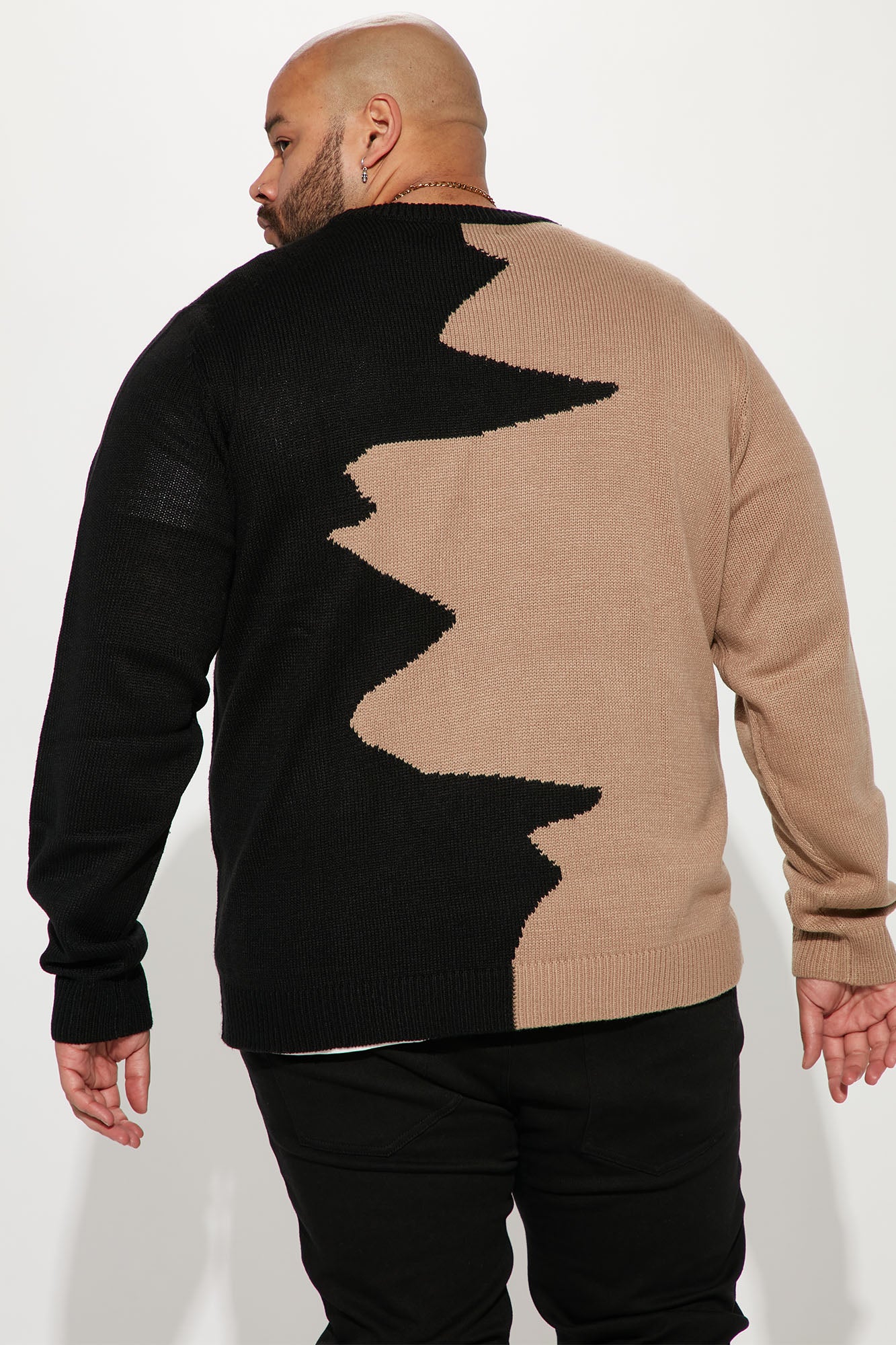 Abstract Two Tone Sweater - Taupe/combo - Image 6