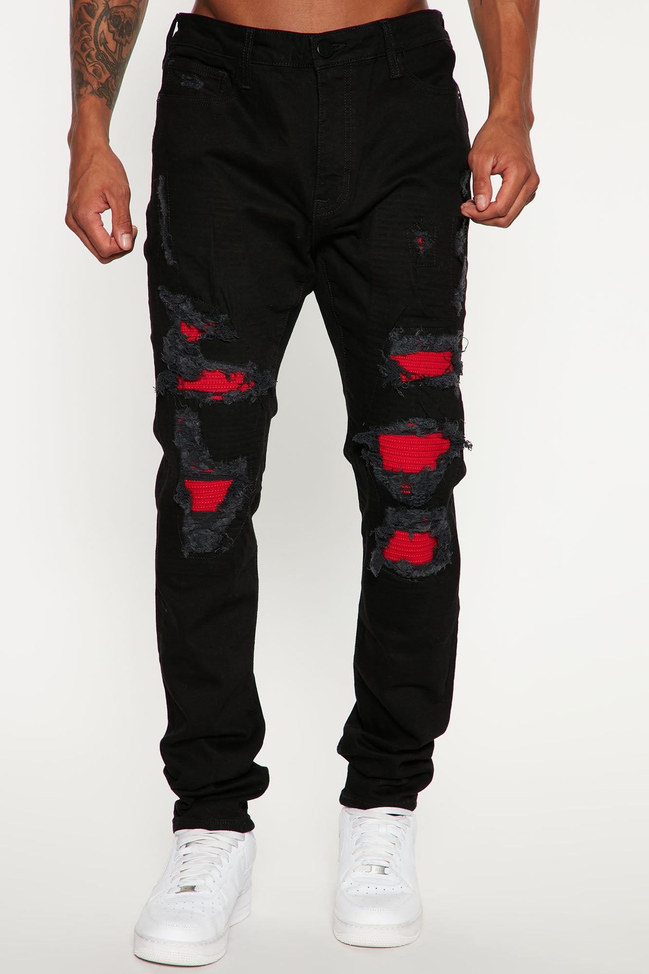 Street Repaired Stacked Skinny Jeans - Black - Image 4