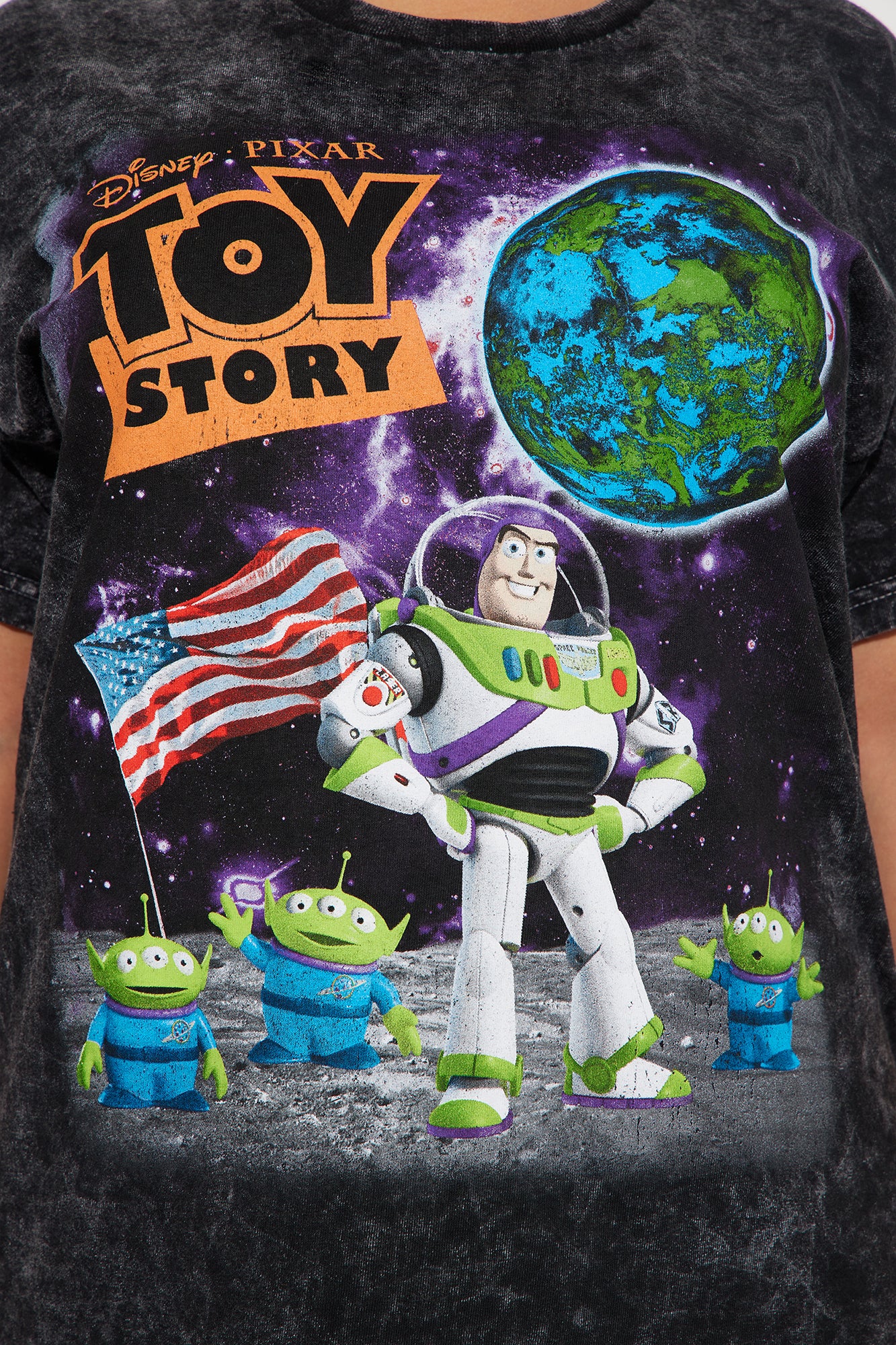 Buzz Lightyear Toy Story Graphic Tee - Black Wash - Image 3