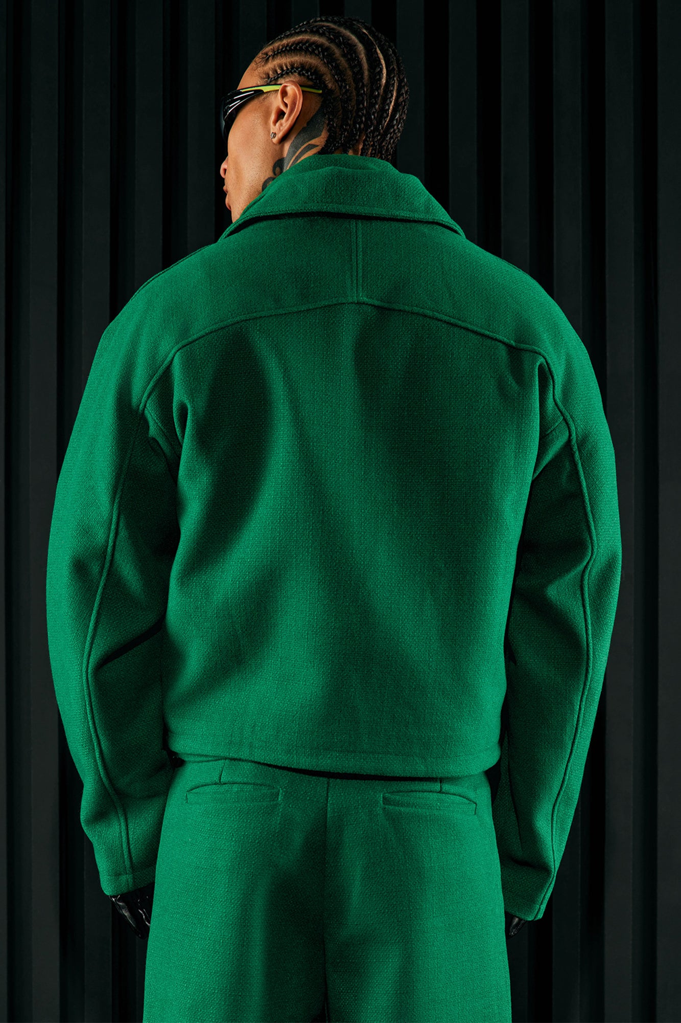 Wilder Textured Weave Cropped Jacket - Green - Image 3