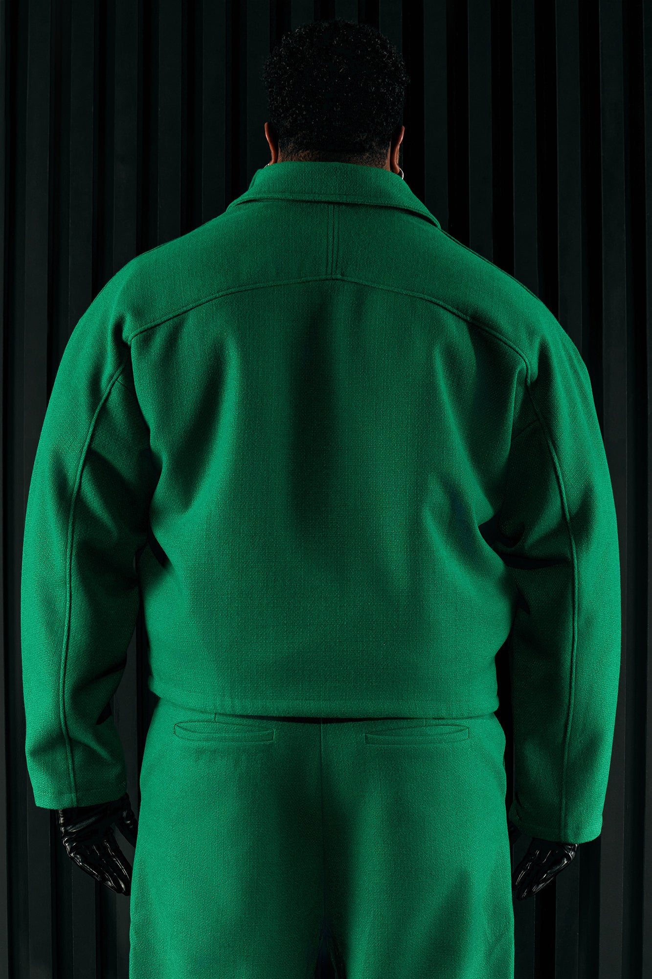 Wilder Textured Weave Cropped Jacket - Green - Image 7