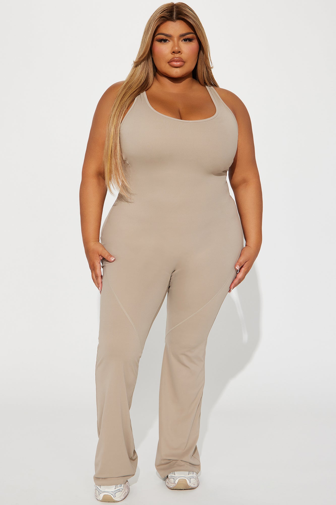Let's Get It Active Jumpsuit - Taupe - Image 5