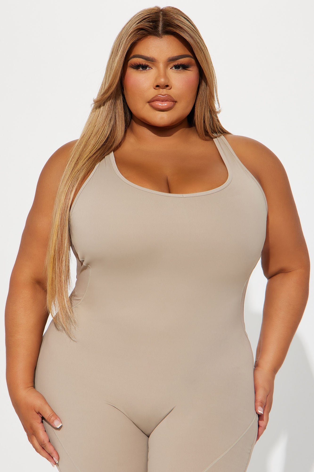 Let's Get It Active Jumpsuit - Taupe - Image 6