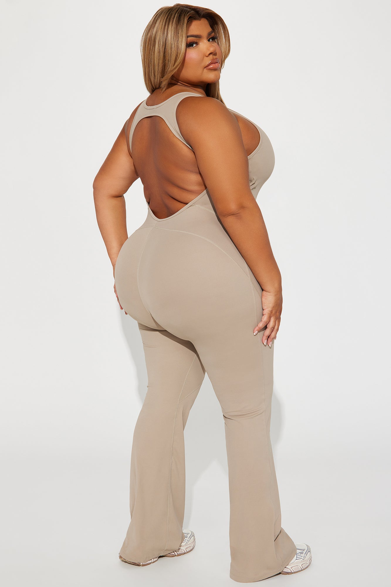 Let's Get It Active Jumpsuit - Taupe - Image 7