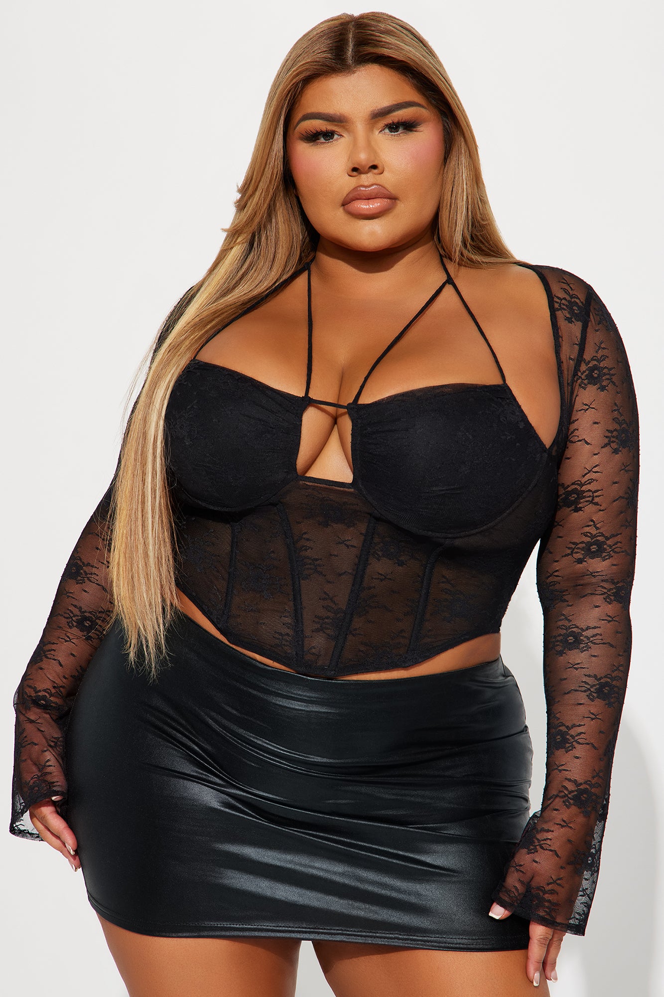 Layla Lace Corset Top - Black - Image 4