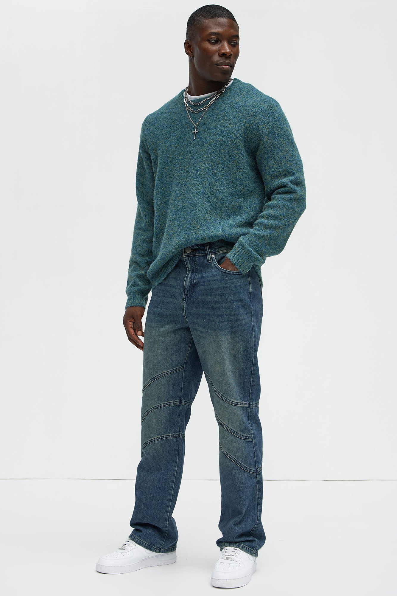 Taj Paneled Straight Jeans - Dark Wash - Image 3