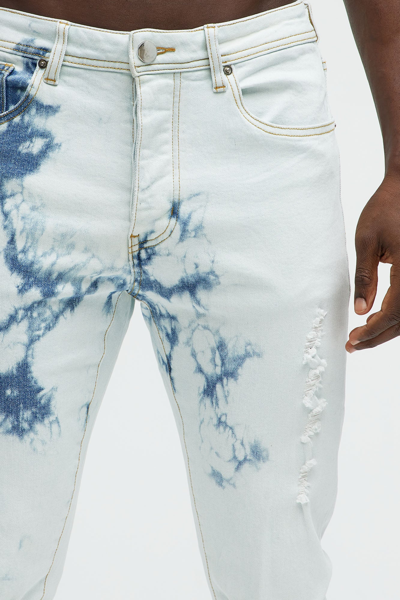 Drop It Bleached Stacked Skinny Jeans - Bleach Blue Wash - Image 4