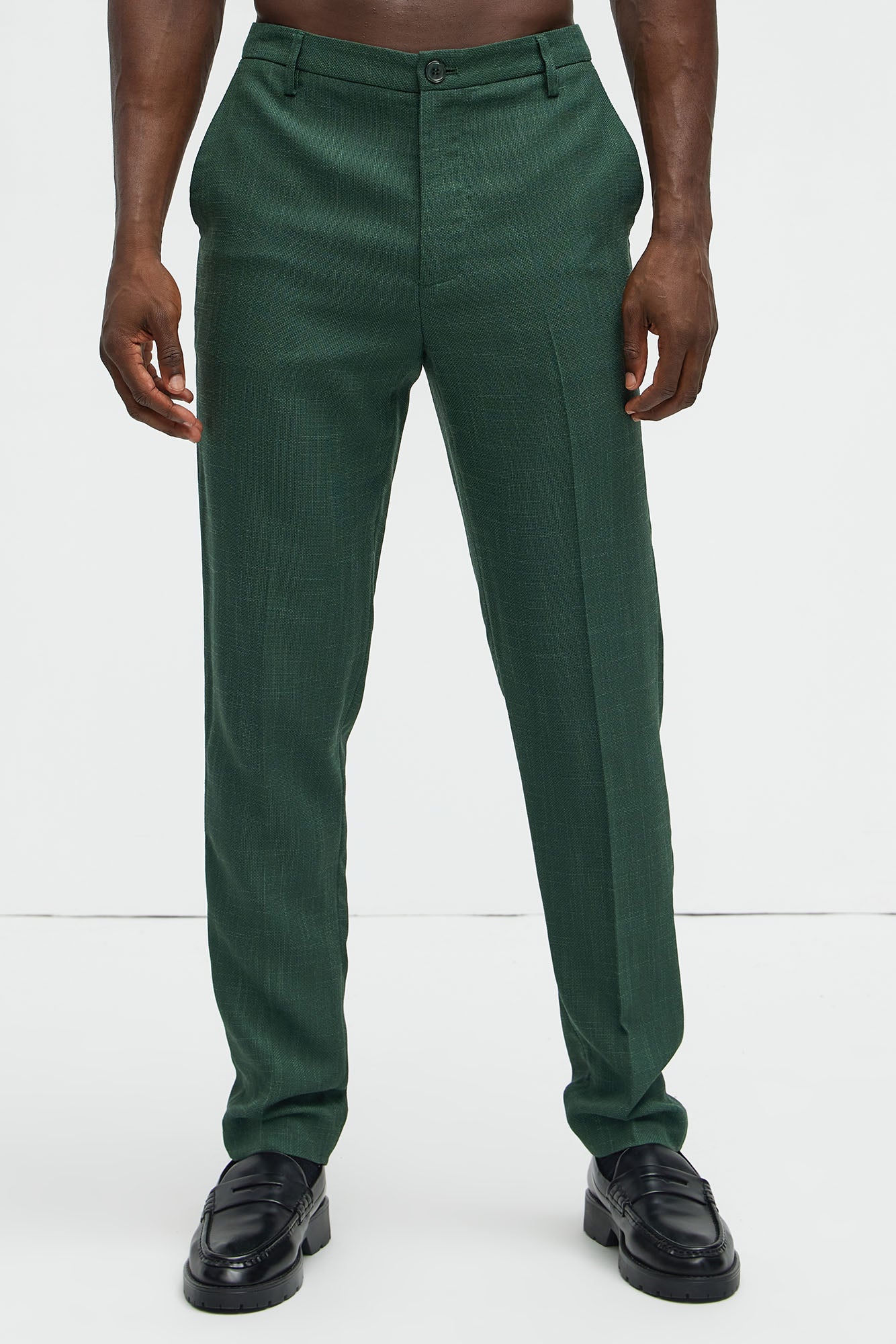 Shepton Solid Texture Slim Trousers - Green - Image 3