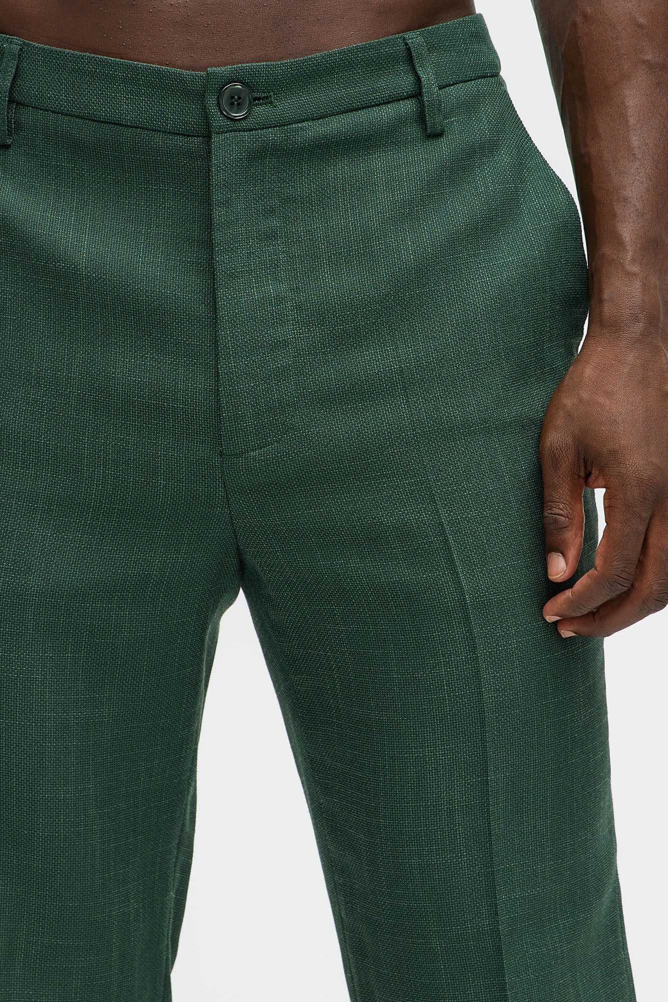 Shepton Solid Texture Slim Trousers - Green - Image 4