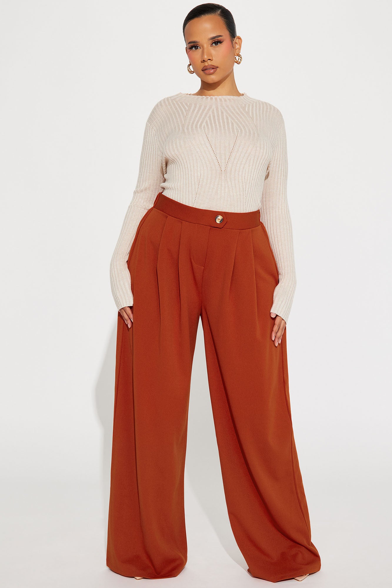 What Matters Most Wide Leg Trouser - Rust - Image 4