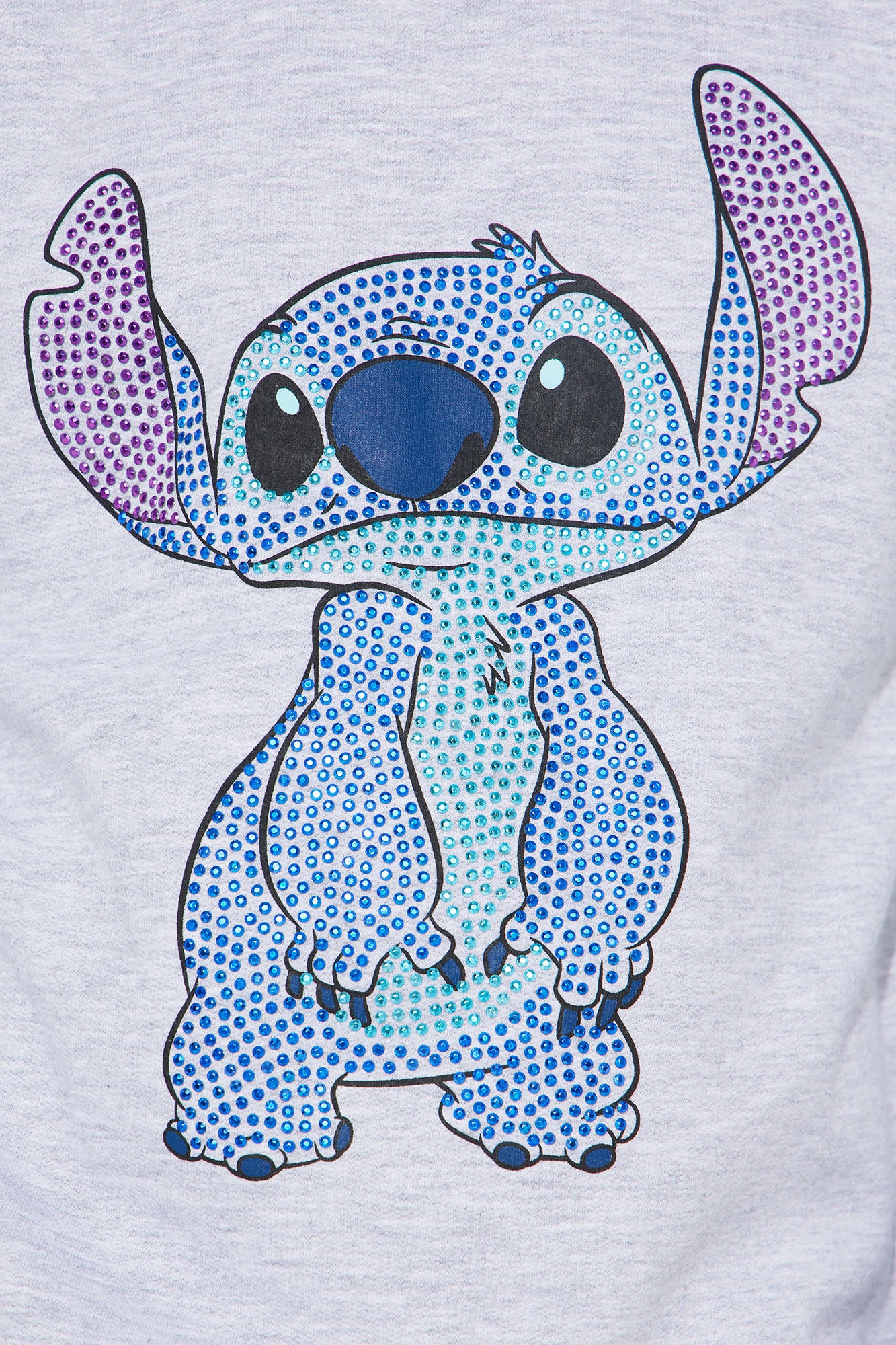 Mini Stitch Rhinestone Crew Neck Sweatshirt - Heather Grey - Image 3