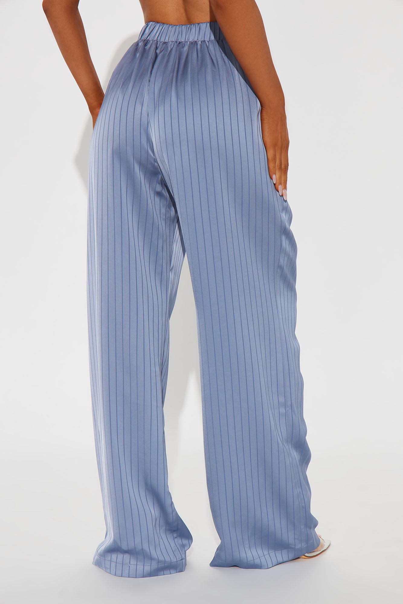 Mia Satin Boxer Pant - Slate Blue - Image 3