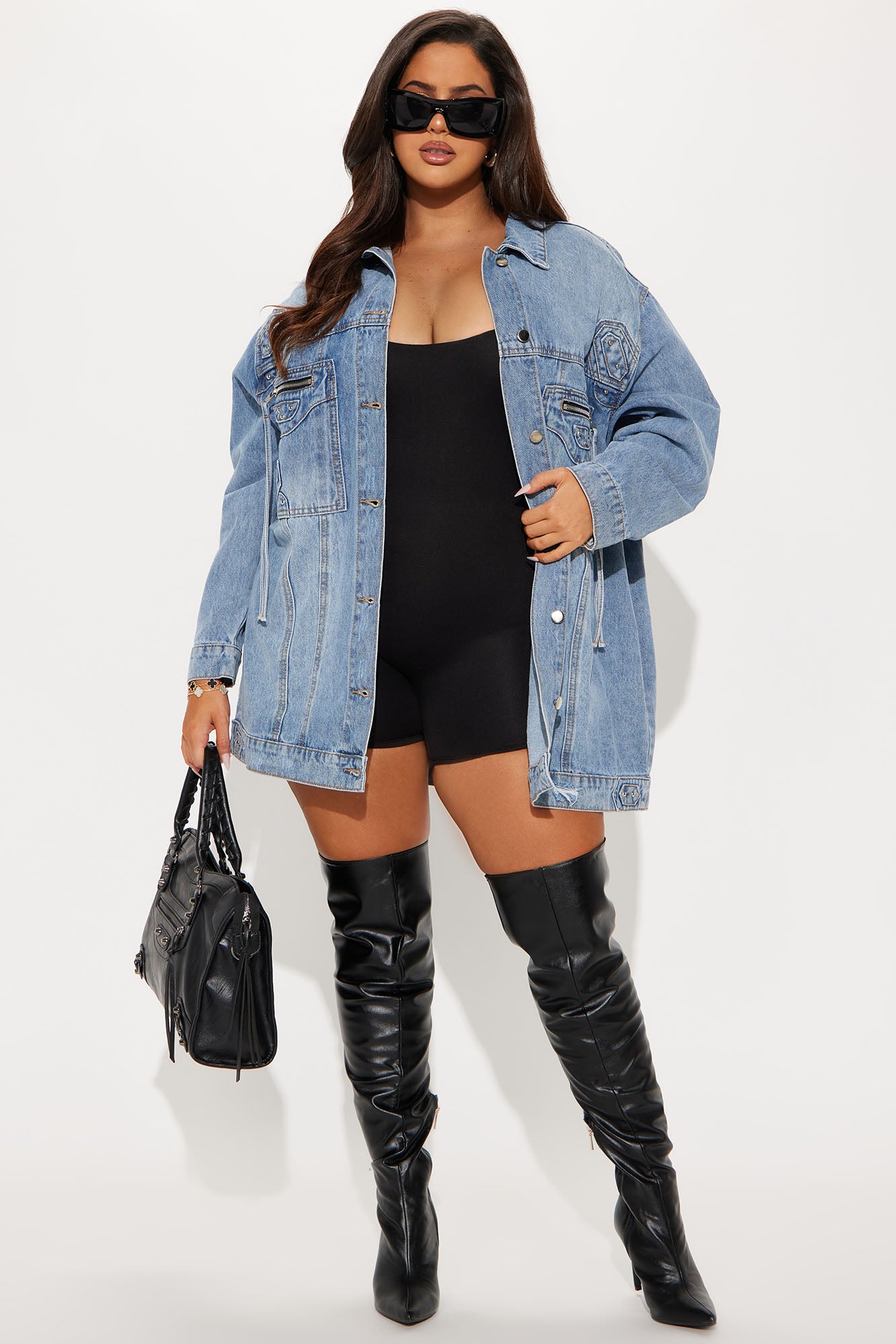 Big Impact Studded Denim Jacket - Light Wash - Image 6